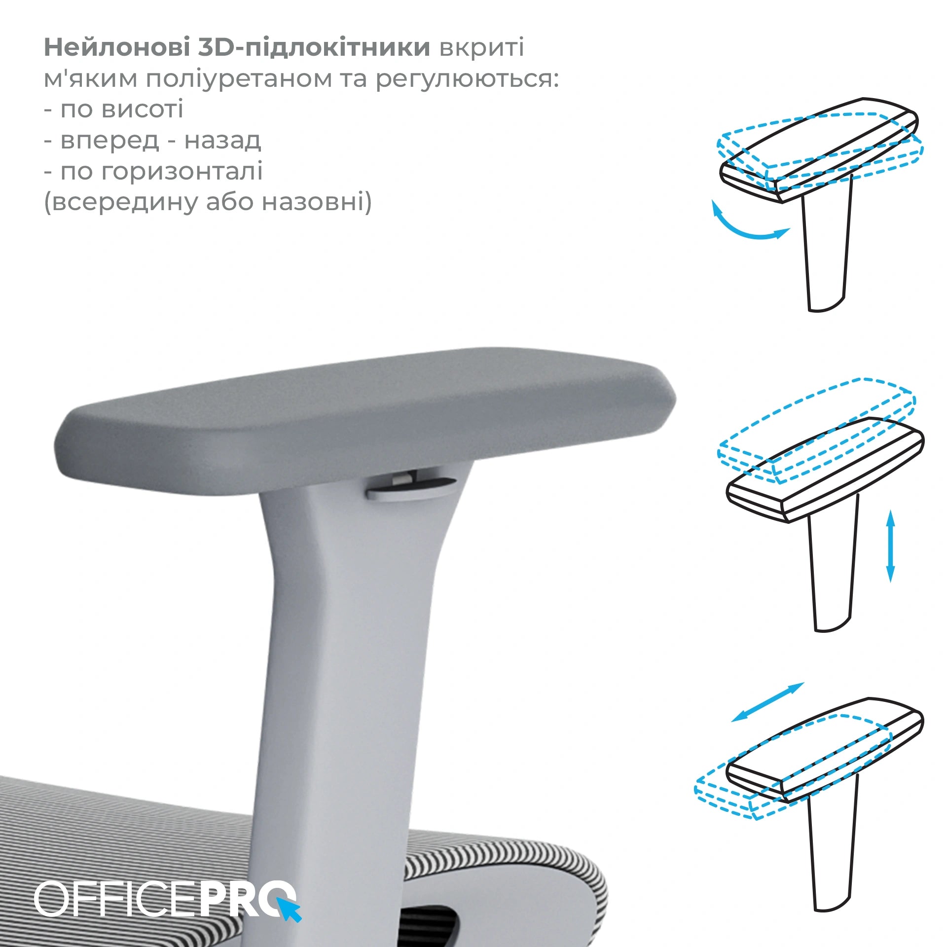 Ергономічне офісне крісло OfficePro Wave OC670 сіре з сітчастою спинкою