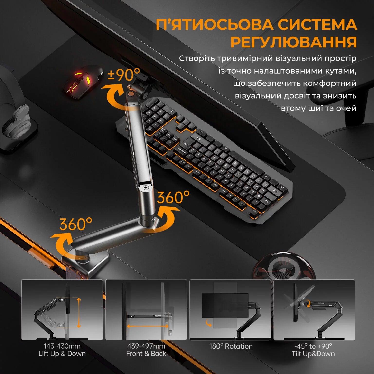 Настольный крепеж для монитора Anda Seat Stealth II 17"-32"