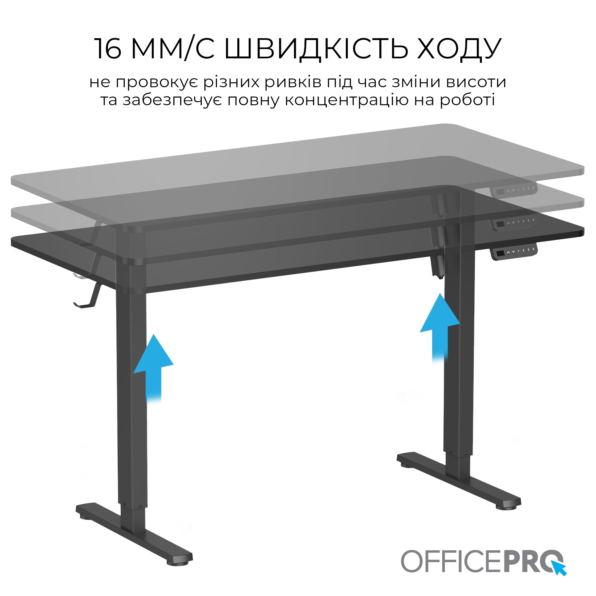 Комп’ютерний стіл з електрорегулюванням висоти Officepro ODE1470