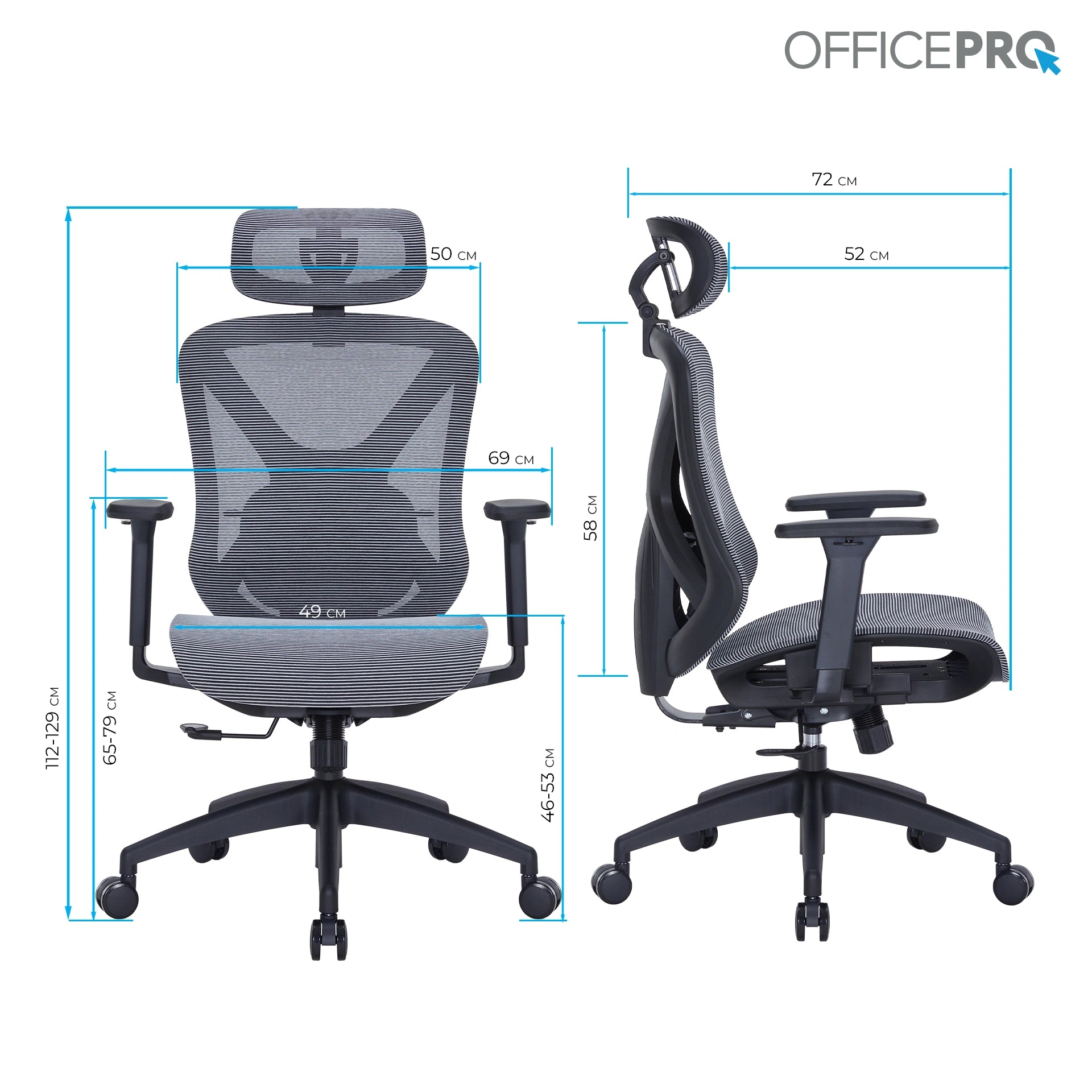 Ергономічне офісне крісло OfficePro Harmony OC310 чорне з сітчастою спинкою