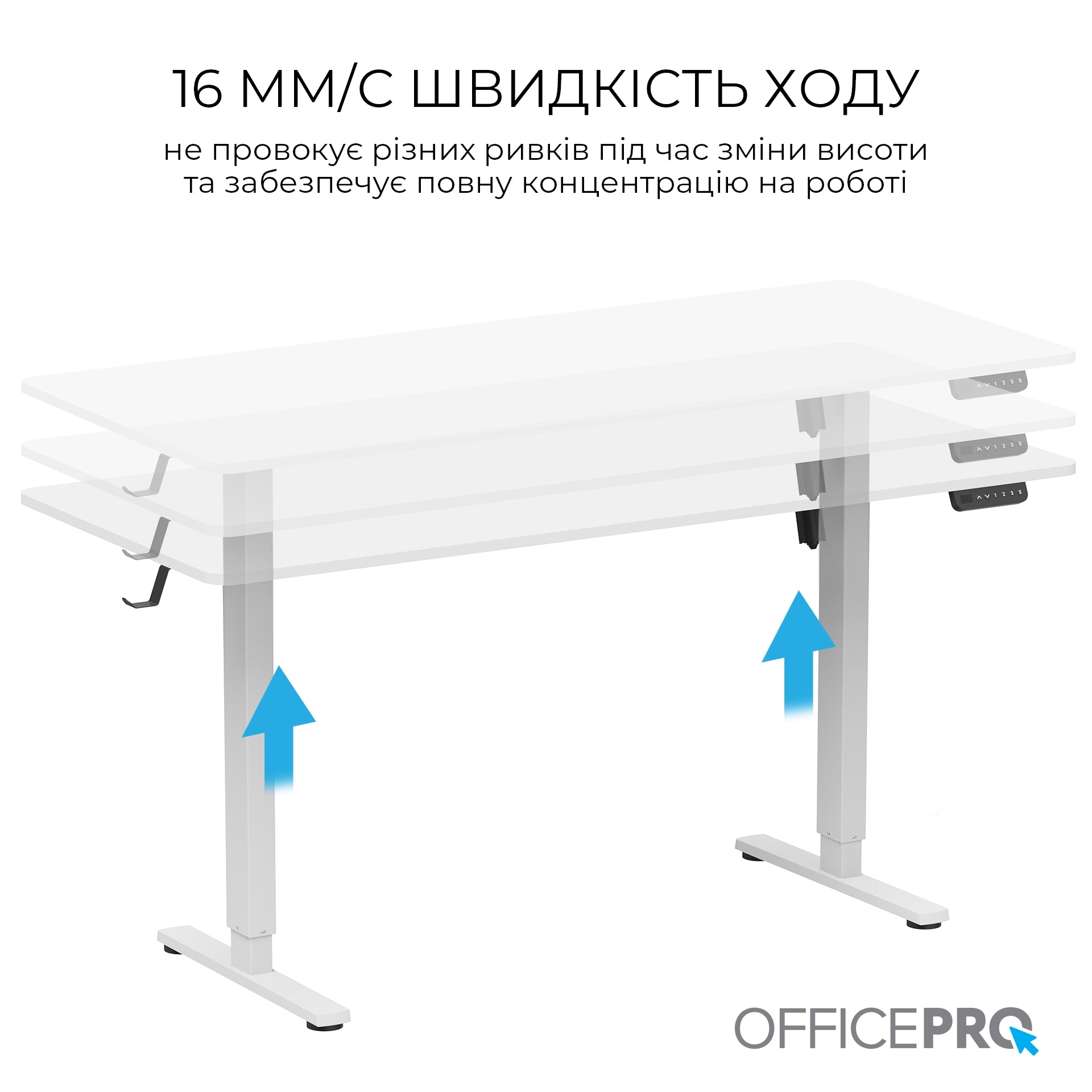 Комп’ютерний стіл з електрорегулюванням висоти Officepro ODE1670