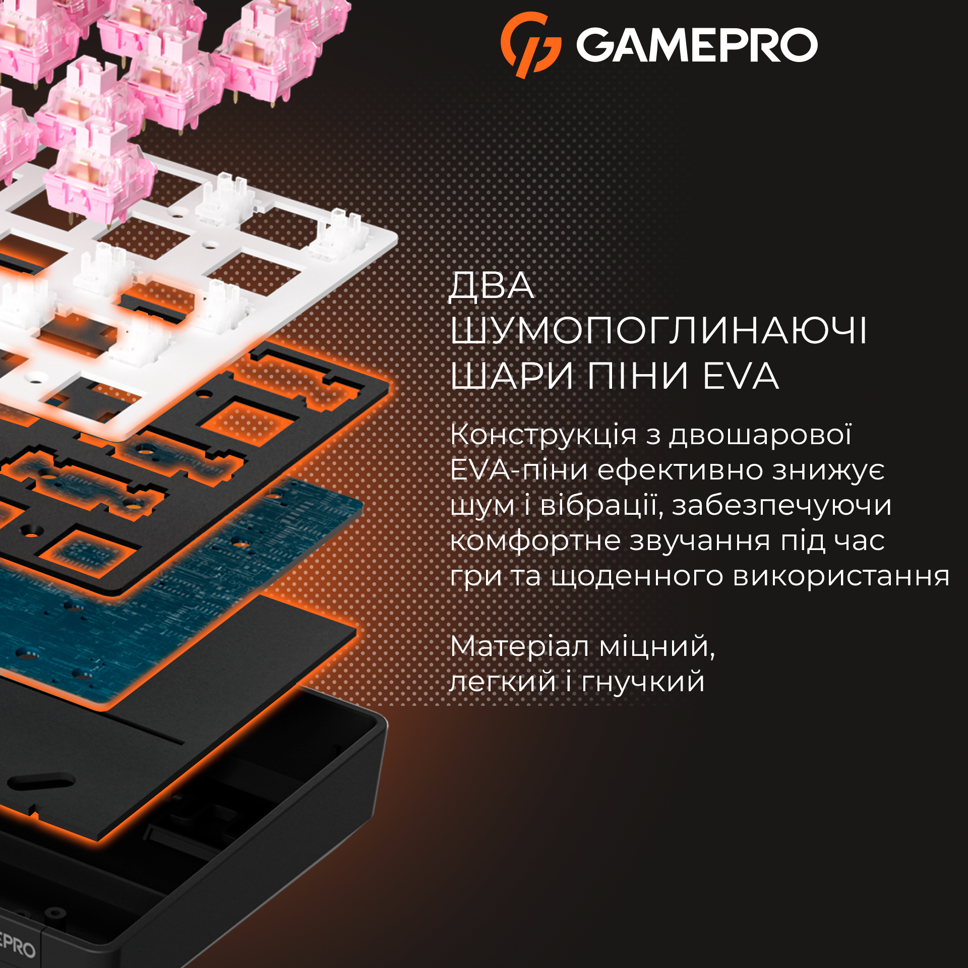 GamePro MK130 V2 Infinity QLAB Sakura Black — шумопоглинальні шари піни EVA