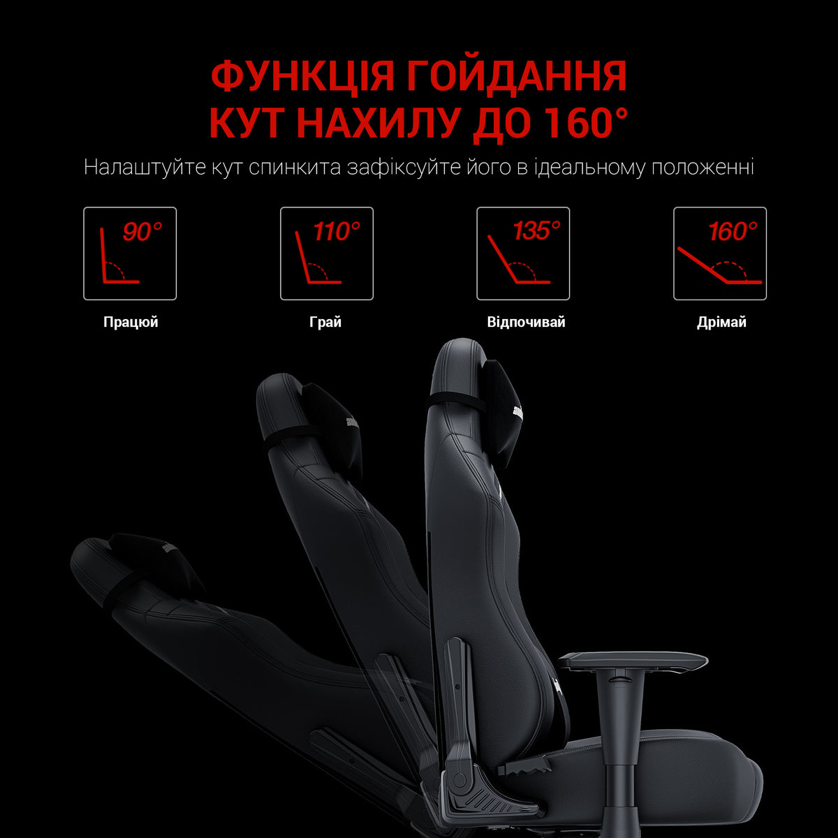 Крісло ігрове Anda Seat Luna Black Size L