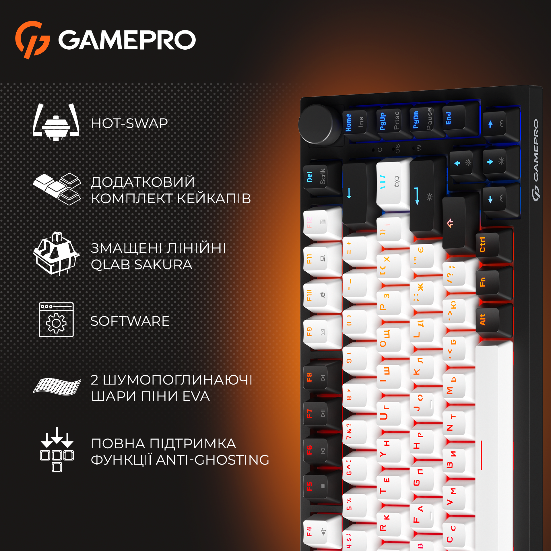 GamePro MK160 V2 Warden QLAB Sakura Black — ключові переваги