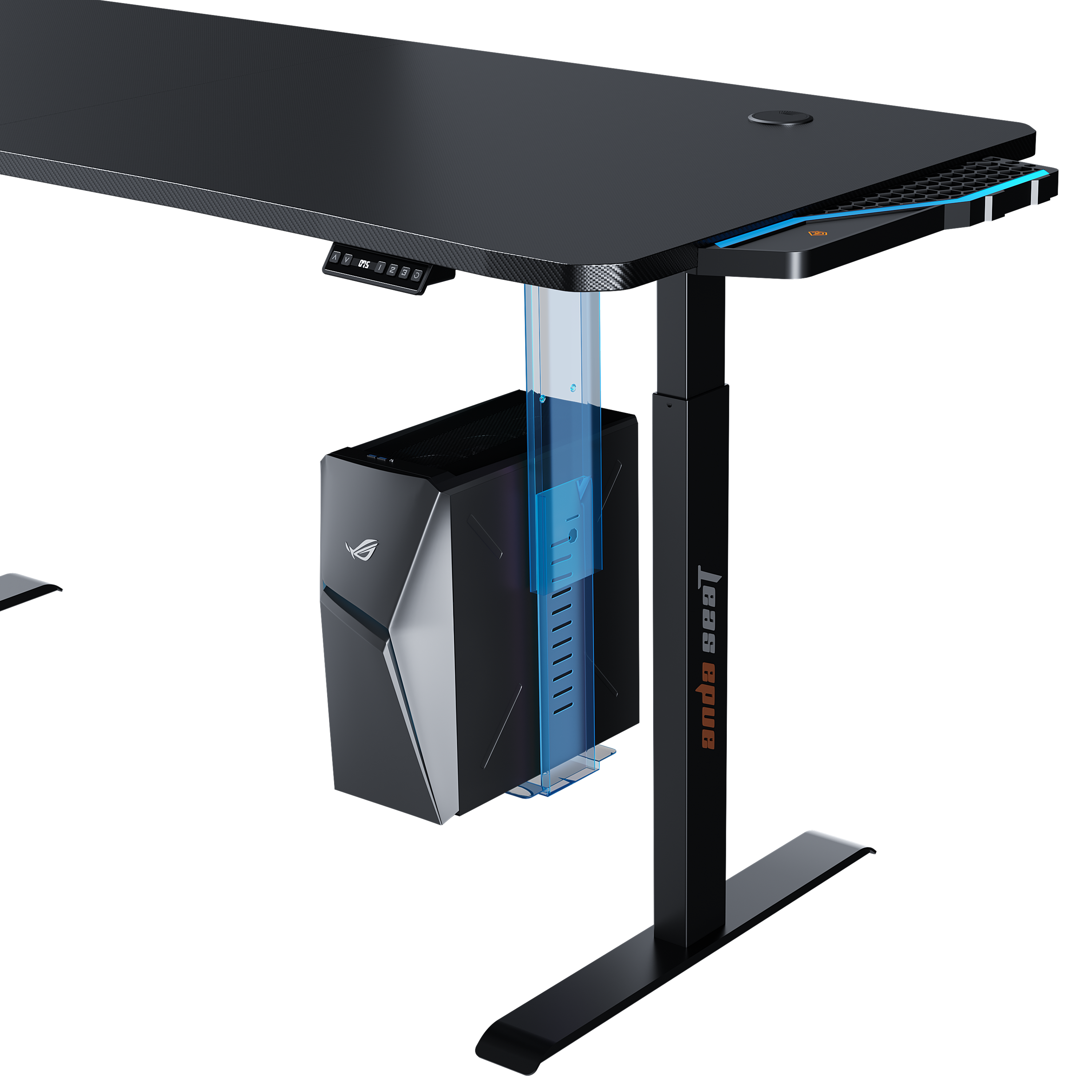 Кріплення для ПК Anda Seat ZJJ-01-B — стіл із закріпленим під ним ПК