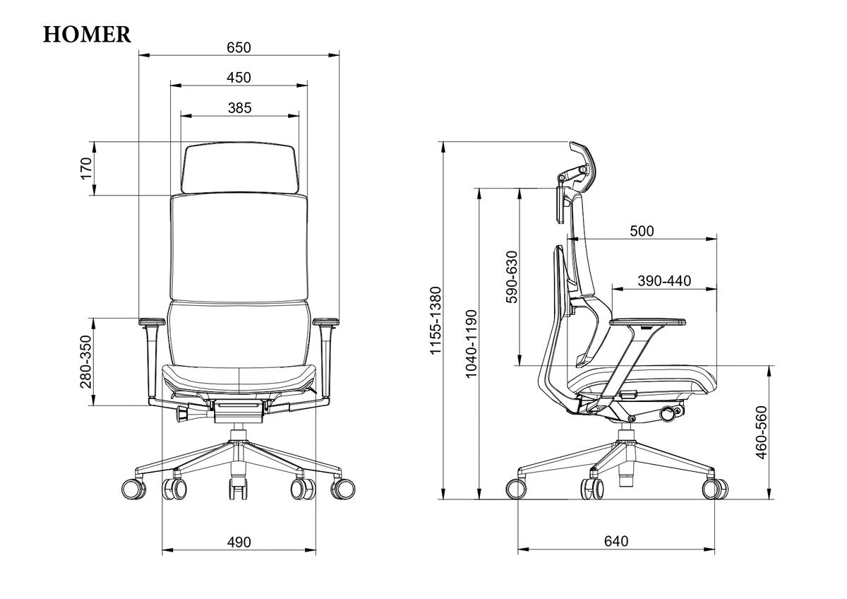 Крісло поворотне для компʼютера HOMER