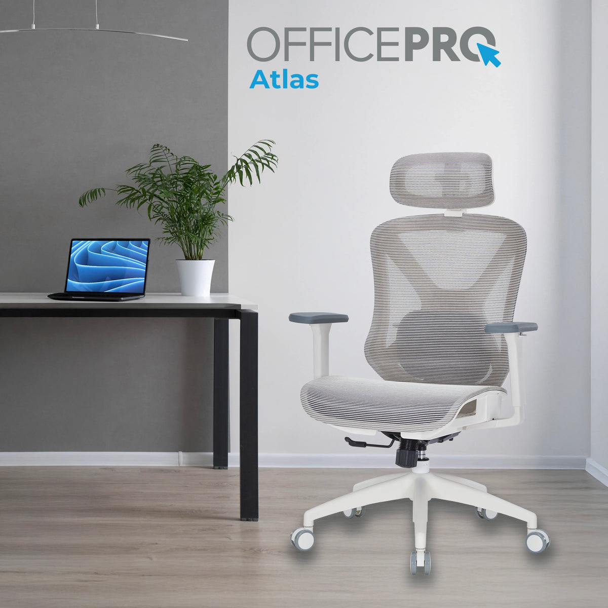 Кресло офисное Officepro Atlas OC630-W-LG-LG