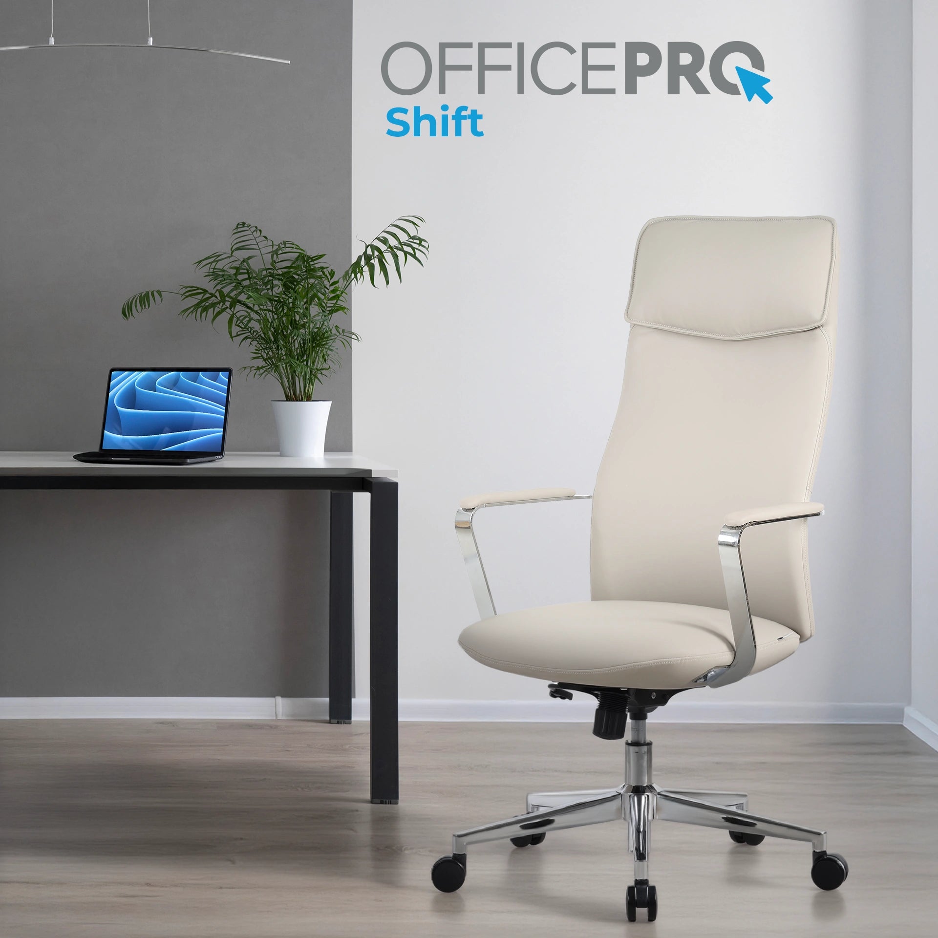 Офісне крісло OfficePro Shift OC533 сіре, оббивка з екошкіри