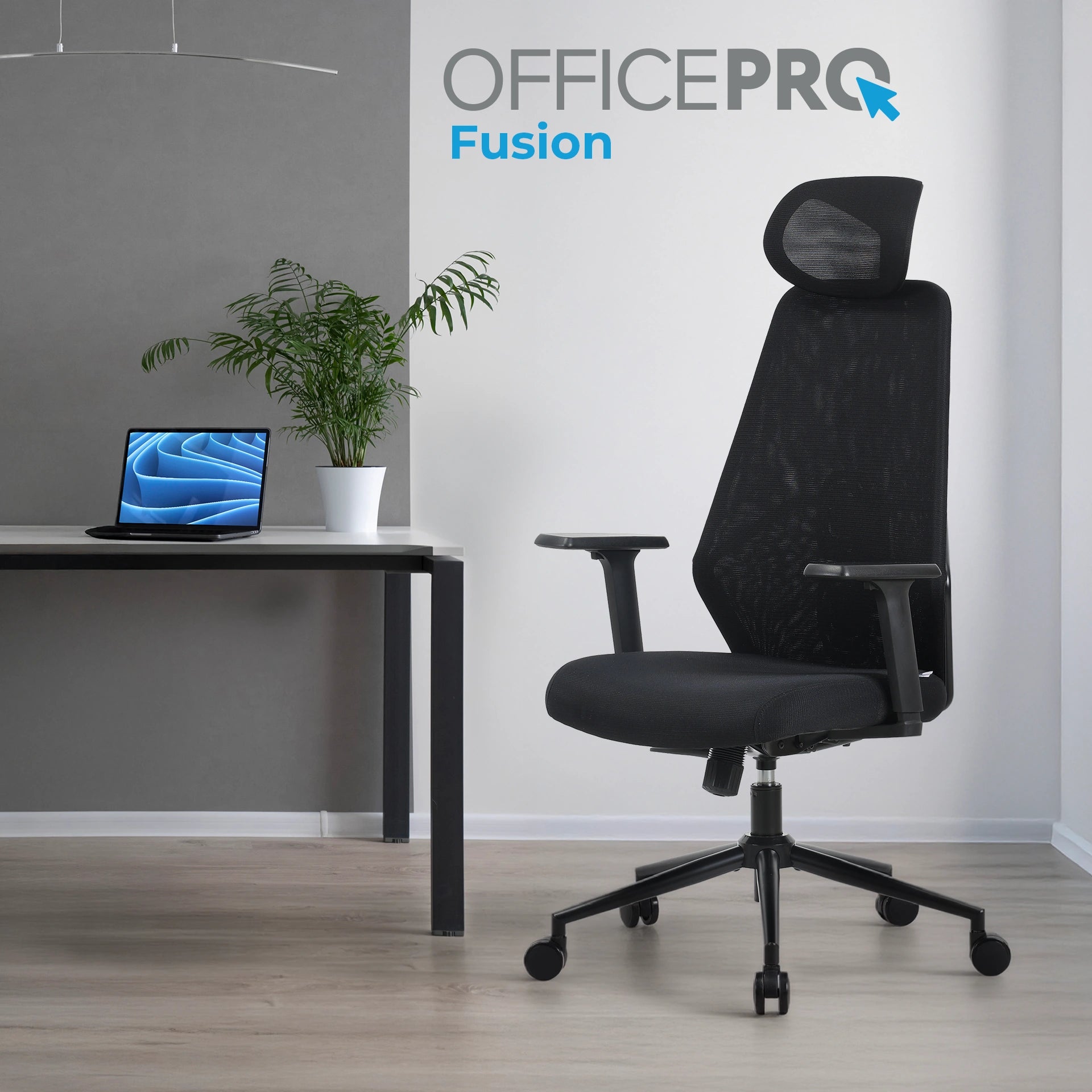 Офісне крісло OfficePro Fusion OC577 чорне, текстильне