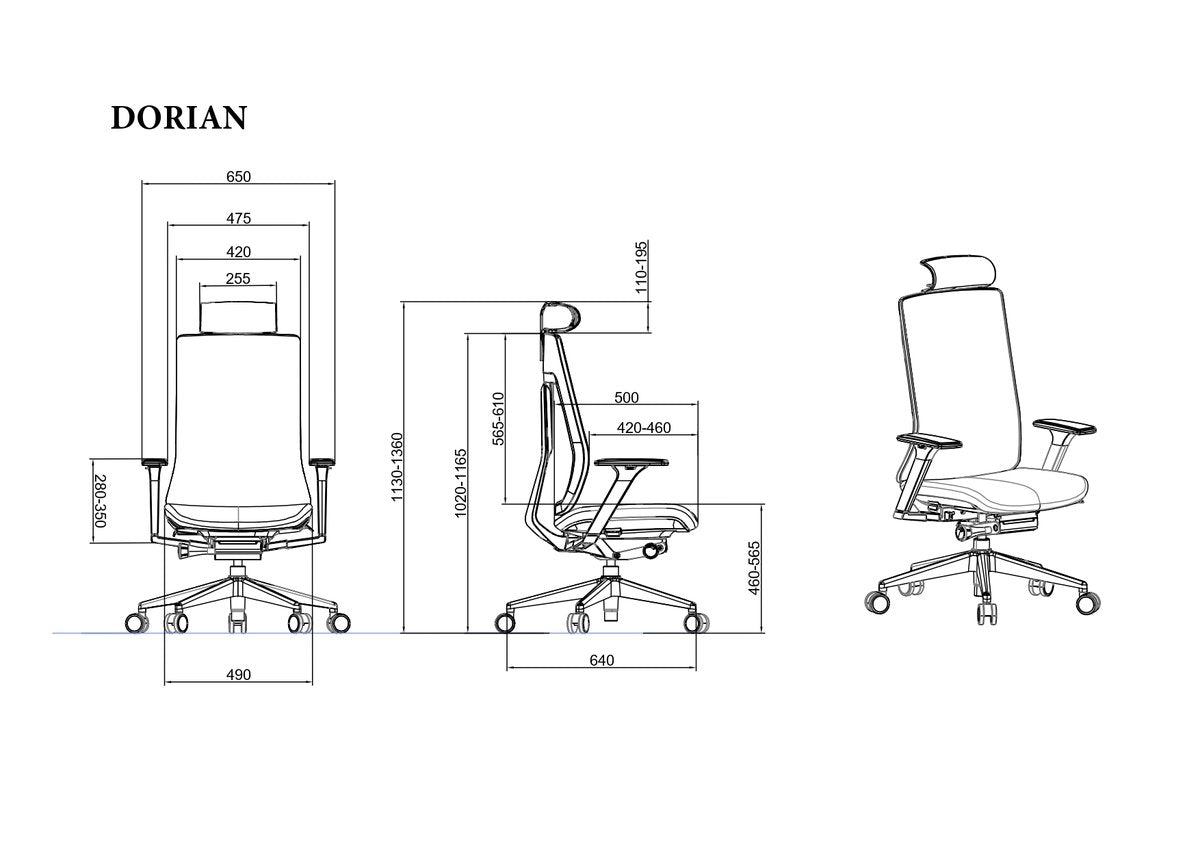 Крісло поворотне для компʼютера DORIAN