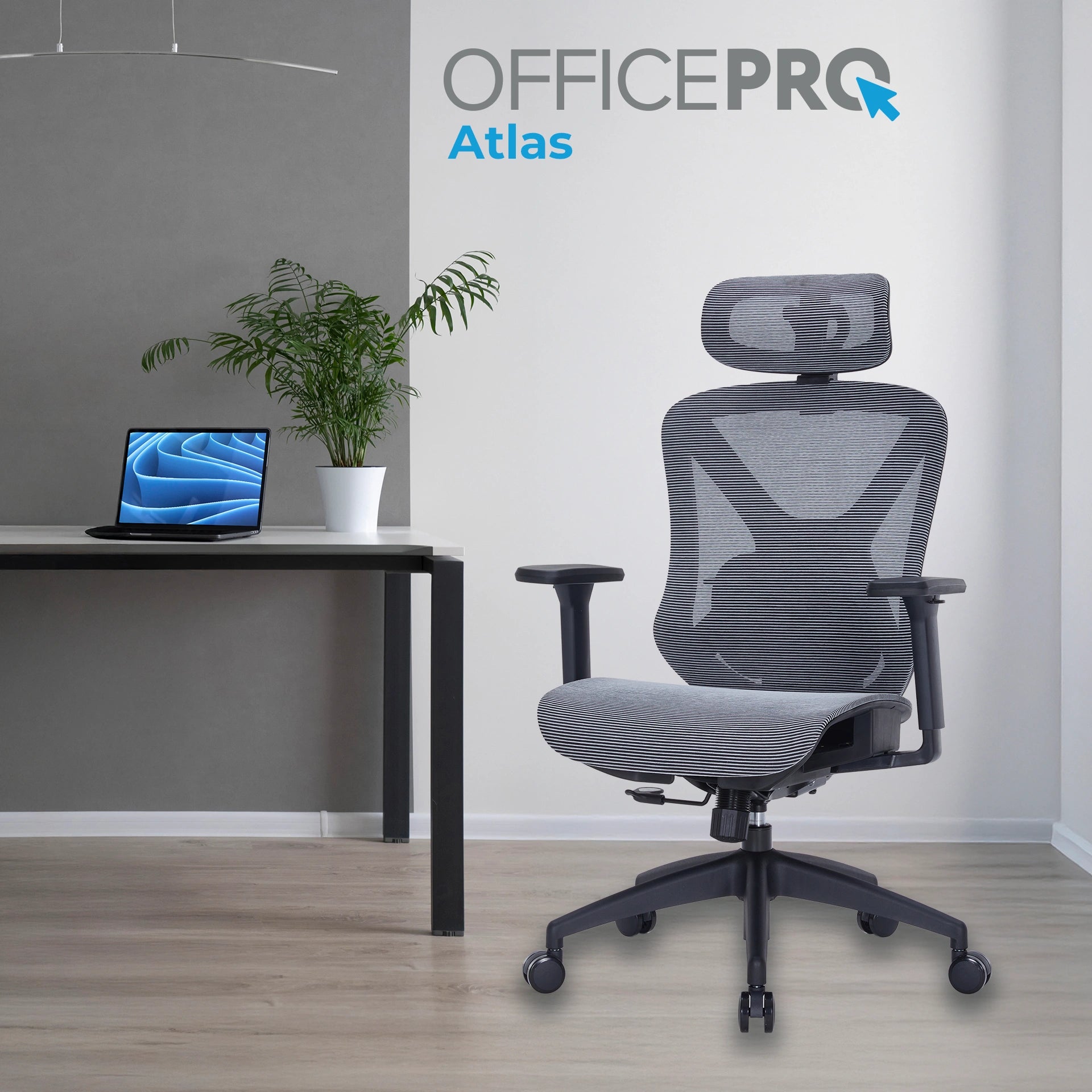 Ергономічне офісне крісло OfficePro Harmony OC310 чорне з сітчастою спинкою