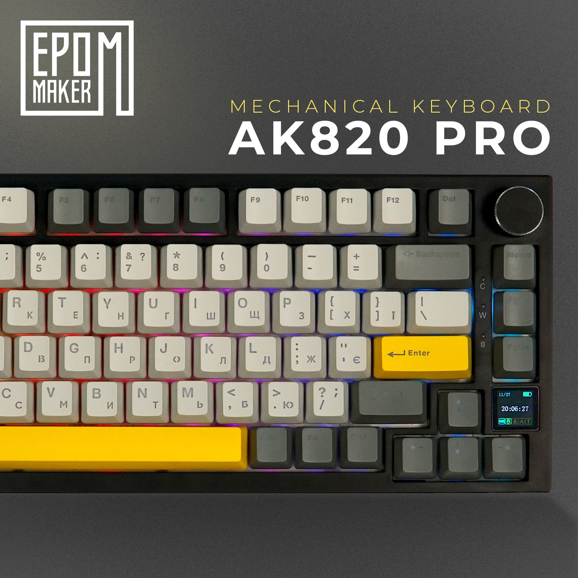 Клавіатура механічна бездротова EPOMAKER AK820 Pro Gift Switch Black (AK820-PRO-B-G)