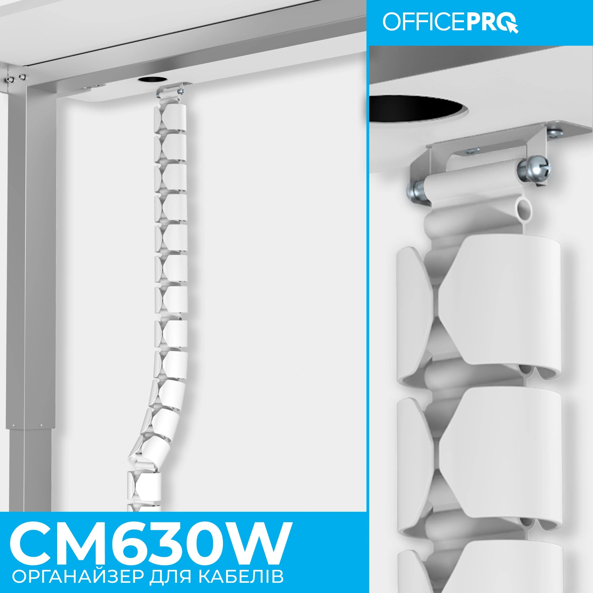 Органайзер для кабелю OfficePro CM630W — інфографіка модульної структури
