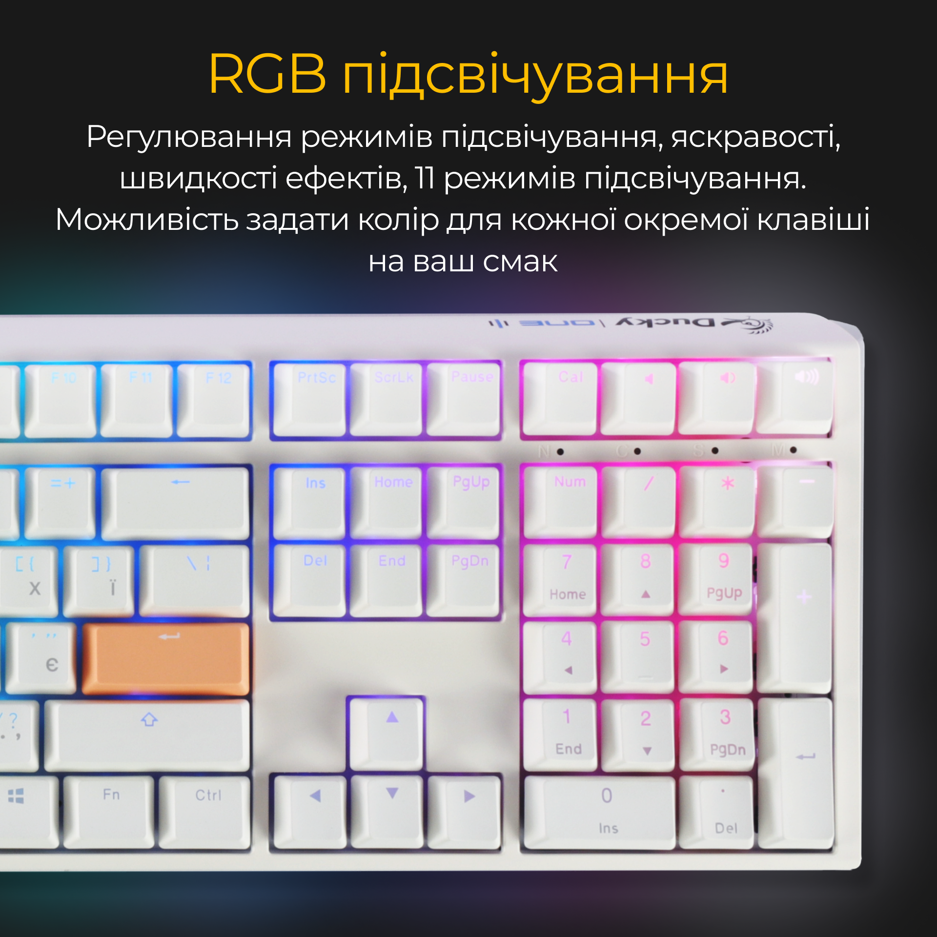 Механічна клавіатура Ducky One 3 RGB White UA