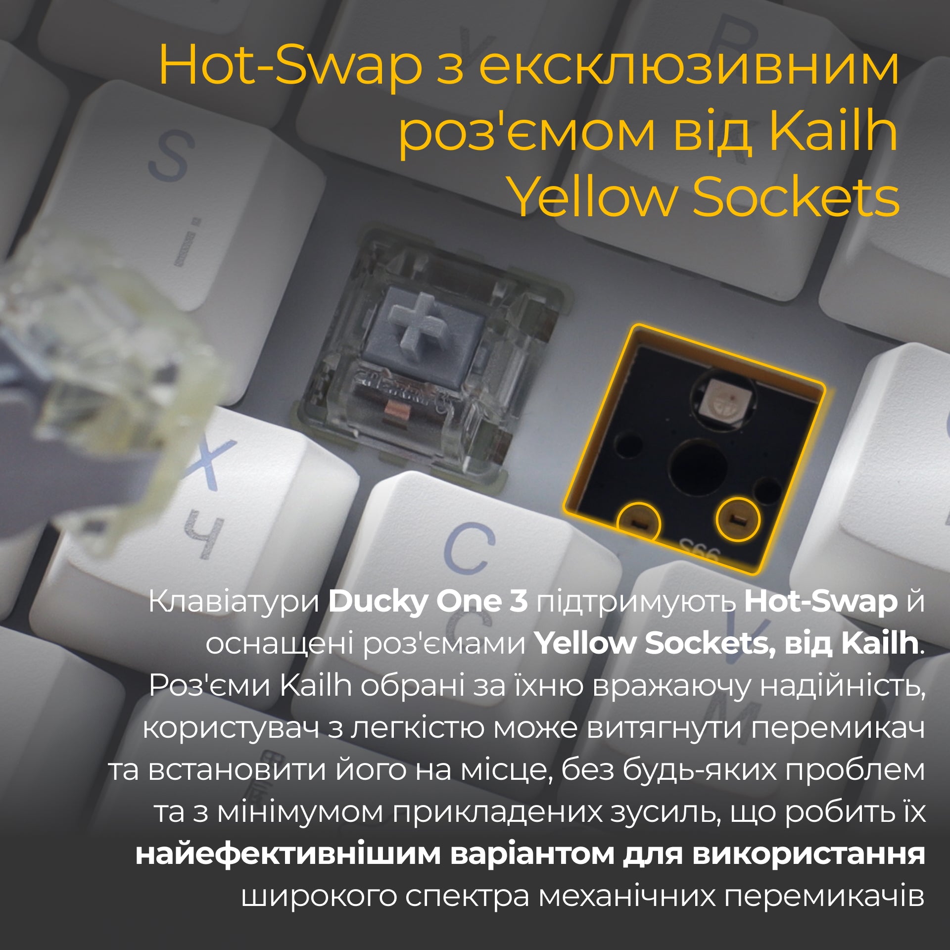 Механічна клавіатура Ducky One 3 RGB White UA