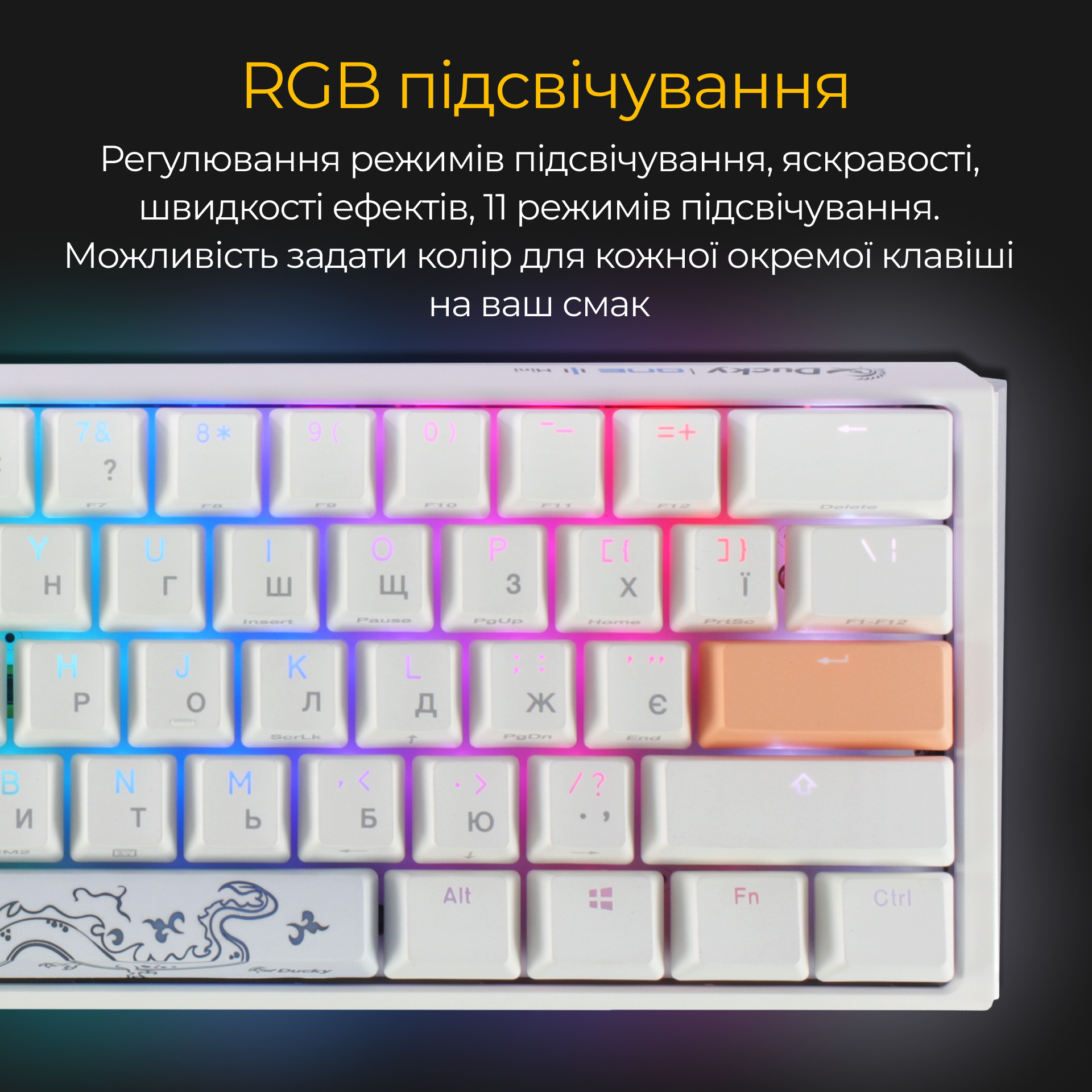 Механічна клавіатура Ducky One 3 Mini RGB White UA