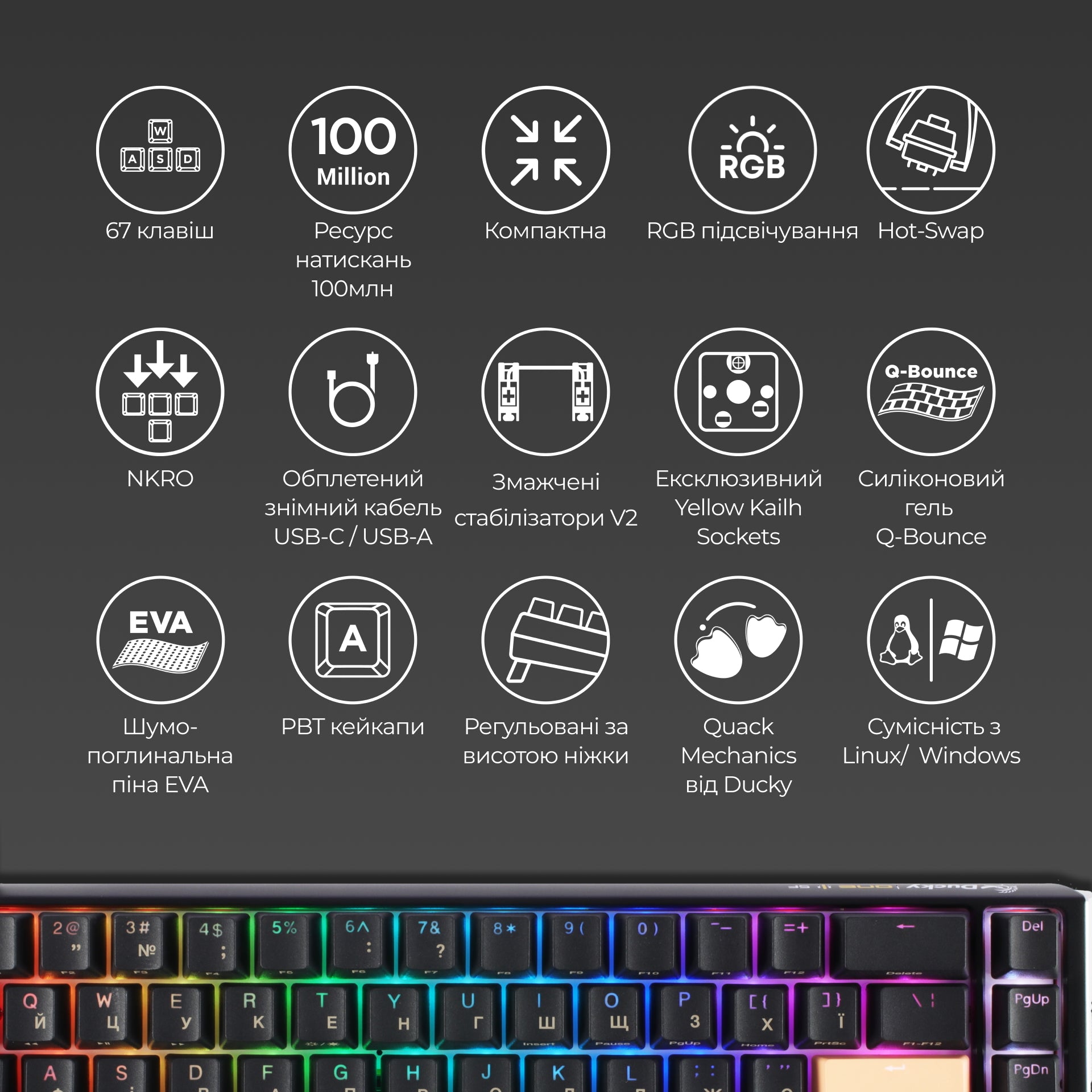 Механическая клавиатура Ducky One 3 SF RGB Black UA