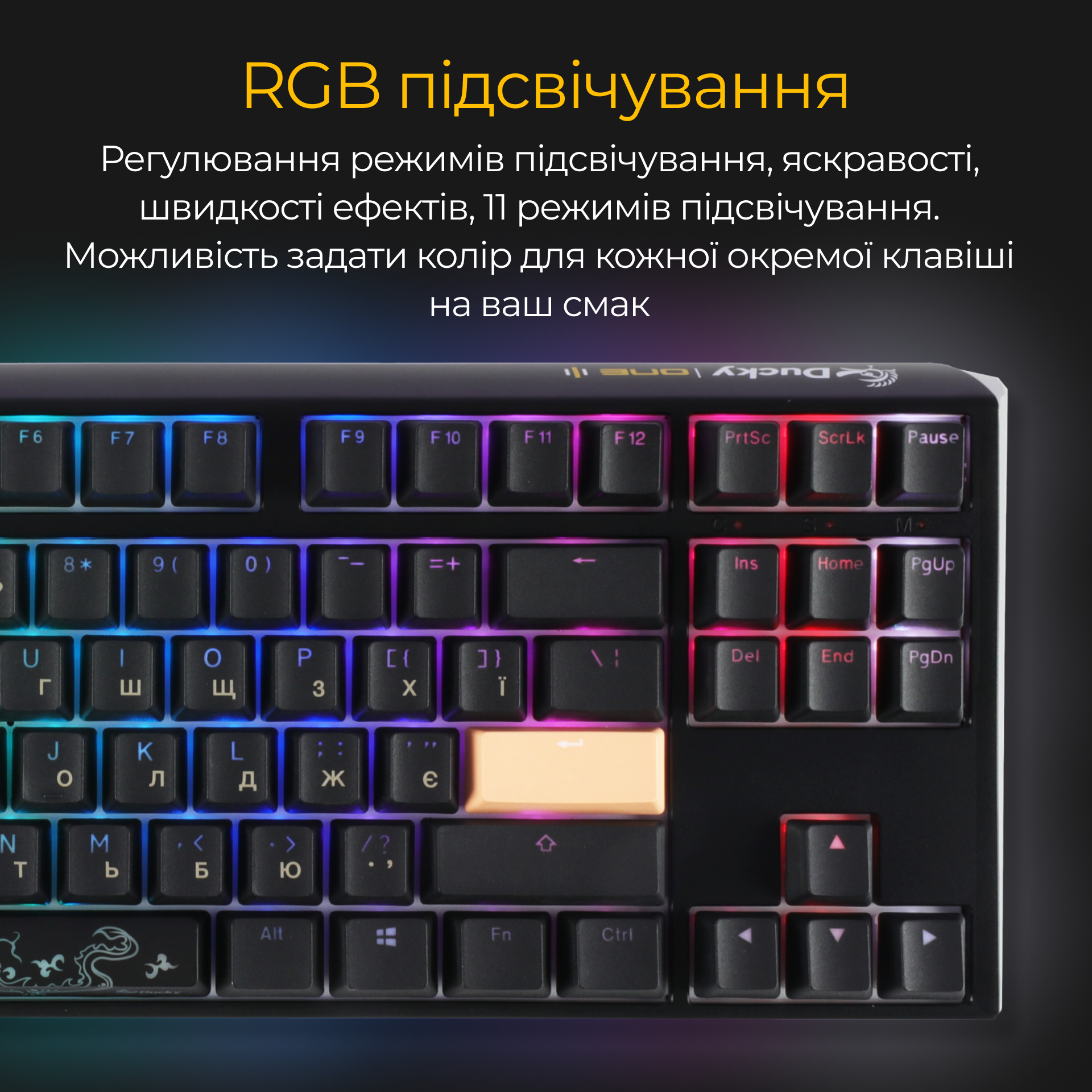 Механічна клавіатура Ducky One 3 TKL RGB Black UA