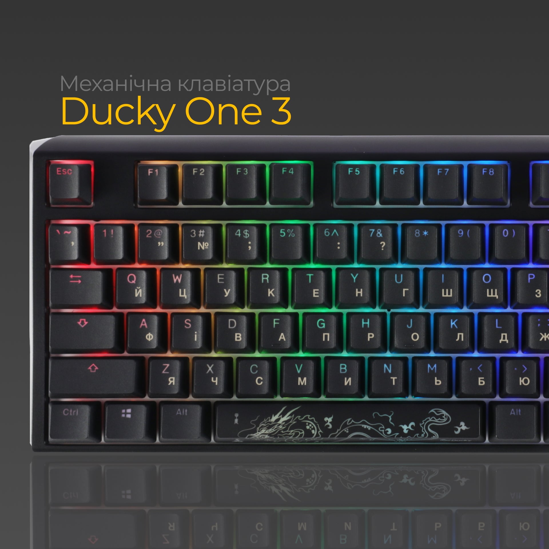 Механічна клавіатура Ducky One 3 TKL RGB Black UA