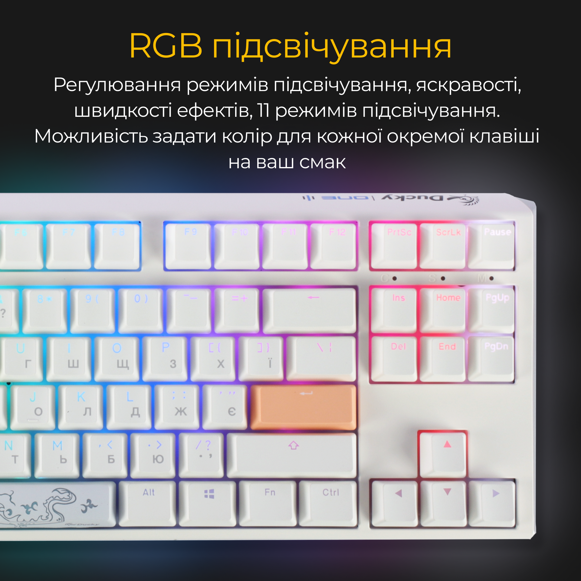 Механічна клавіатура Ducky One 3 TKL RGB White UA