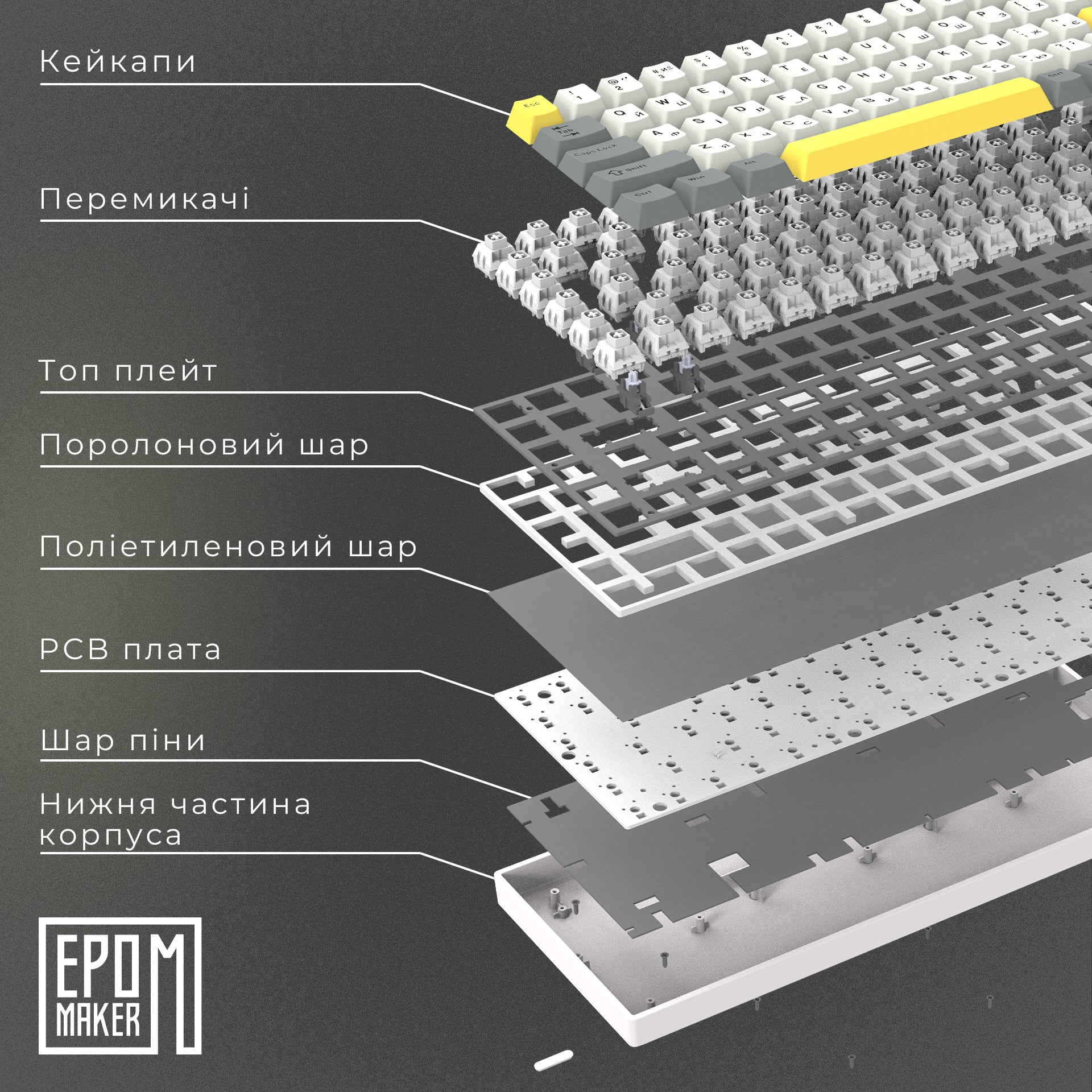 Клавіатура механічна бездротова EPOMAKER EP64 Mulan Black (EP64-B-M)