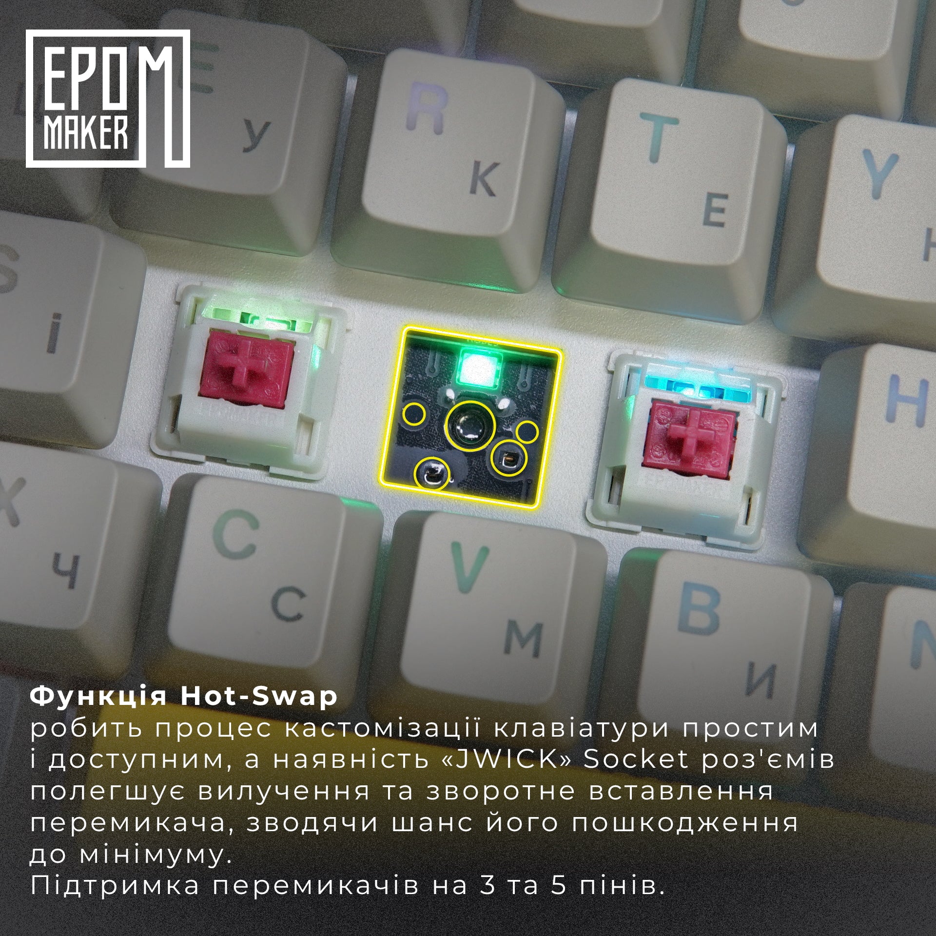 Клавиатура механическая беспроводная EPOMAKER EP64 Mulan White (EP64-WM)