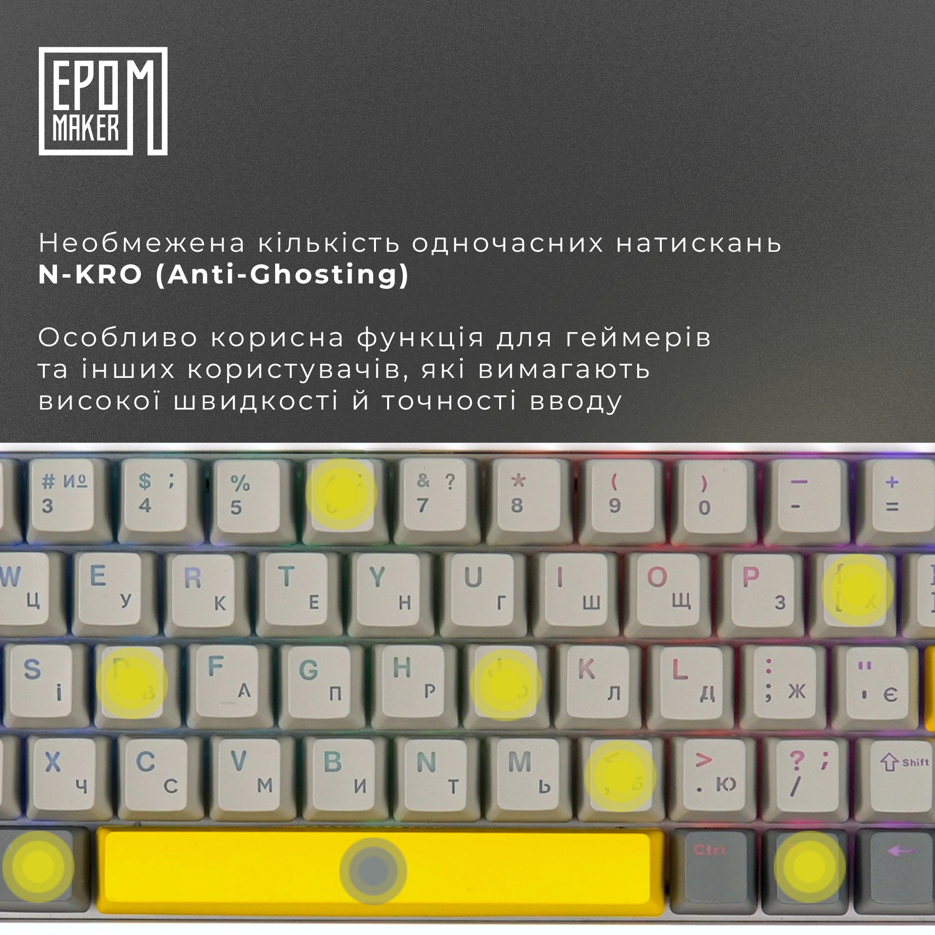 Клавиатура механическая беспроводная EPOMAKER EP64 Mulan White (EP64-WM)