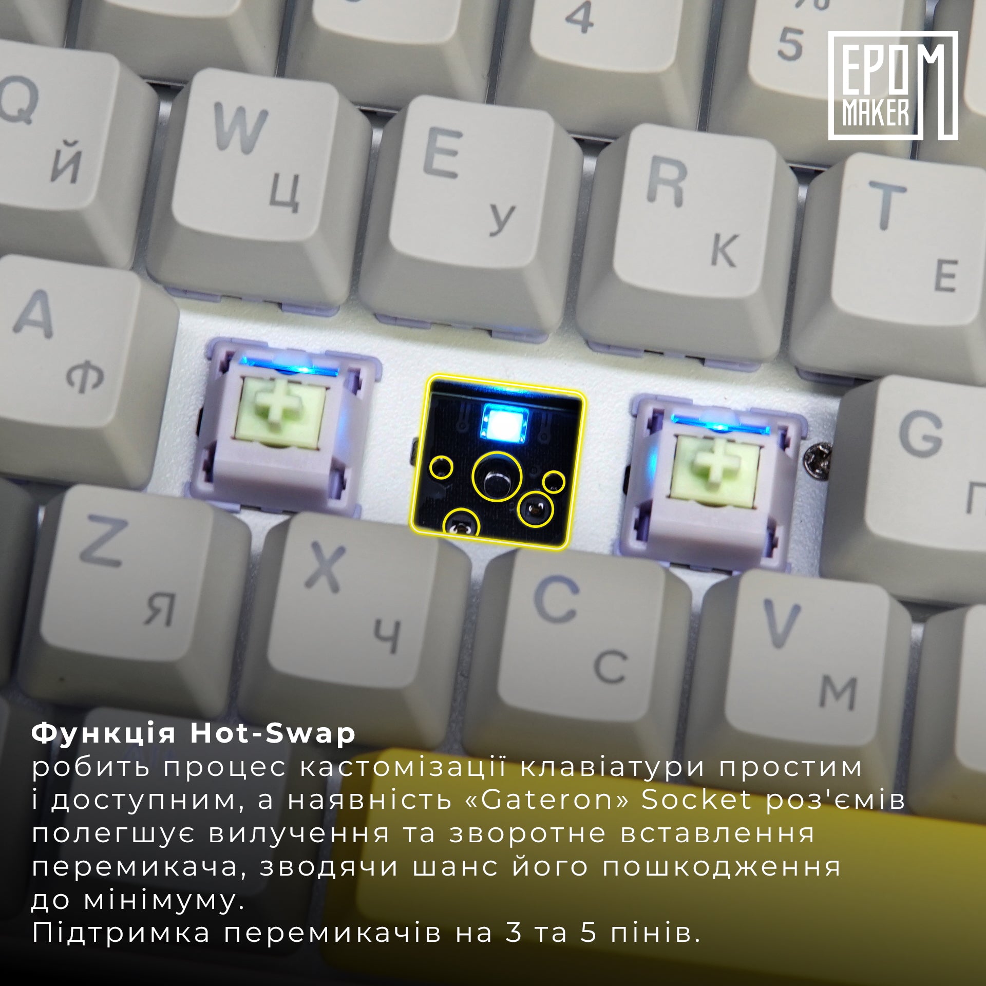 Клавіатура механічна бездротова EPOMAKER EP84 Wisteria Linear White (EP84-W-WL)