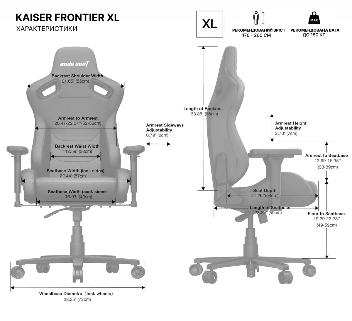 Крісло геймерське Anda Seat Kaiser Frontier XL Grey