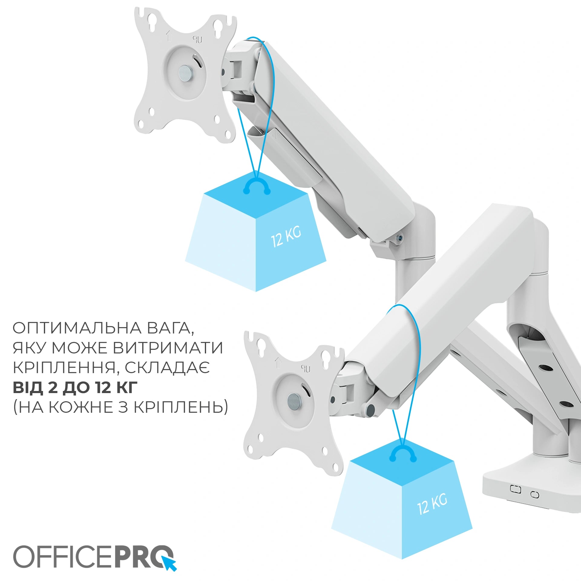 Кронштейн OfficePro MA442W білий — інфографіка кріплення VESA