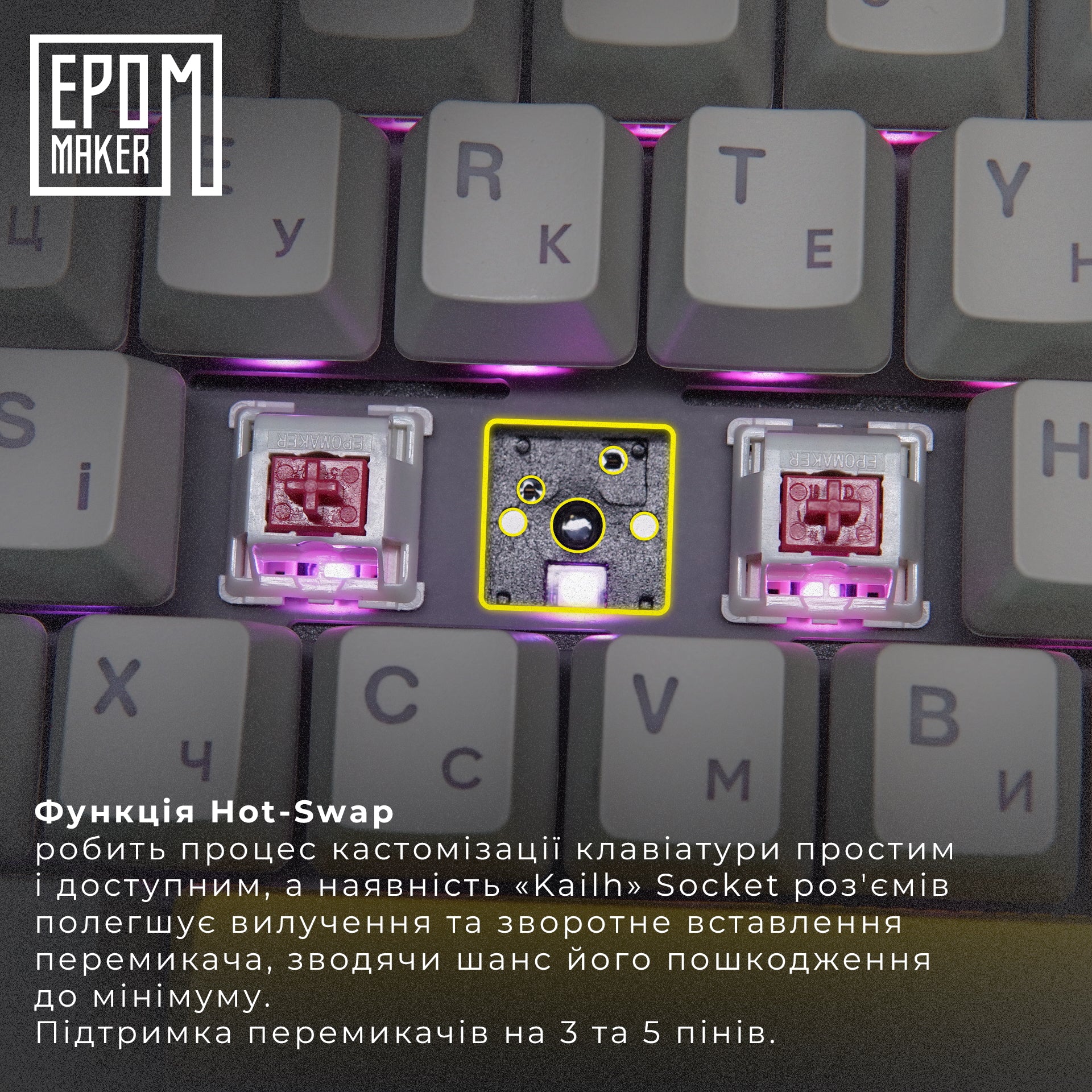 Клавіатура механічна бездротова EPOMAKER Shadow-S Wisteria Linear Pink (SHS-P-WL)