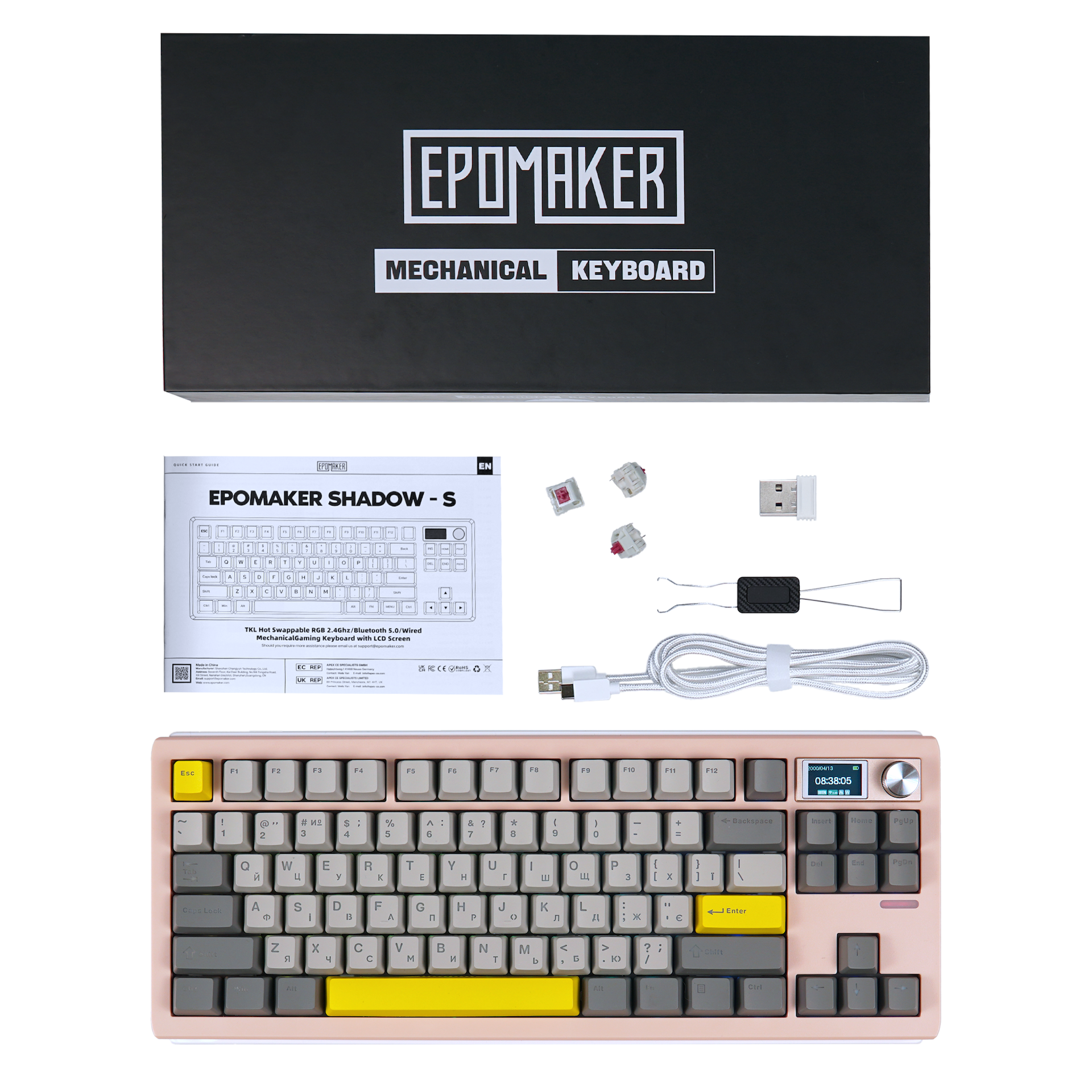 Клавіатура механічна бездротова EPOMAKER Shadow-S Wisteria Linear Pink (SHS-P-WL)