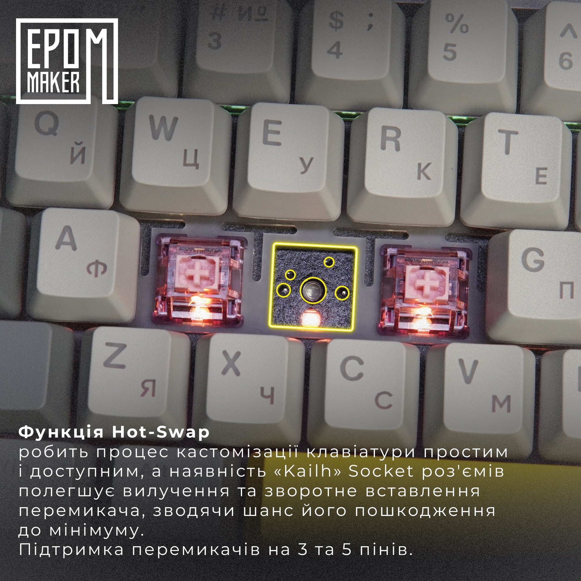 Клавіатура механічна бездротова EPOMAKER Shadow-X Flamingo Black (SHX-B-F)