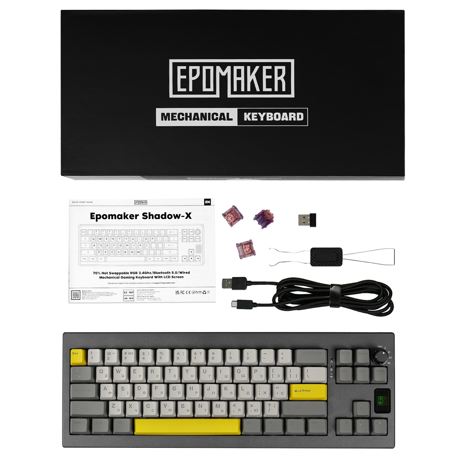 Клавіатура механічна бездротова EPOMAKER Shadow-X Flamingo Black (SHX-B-F)