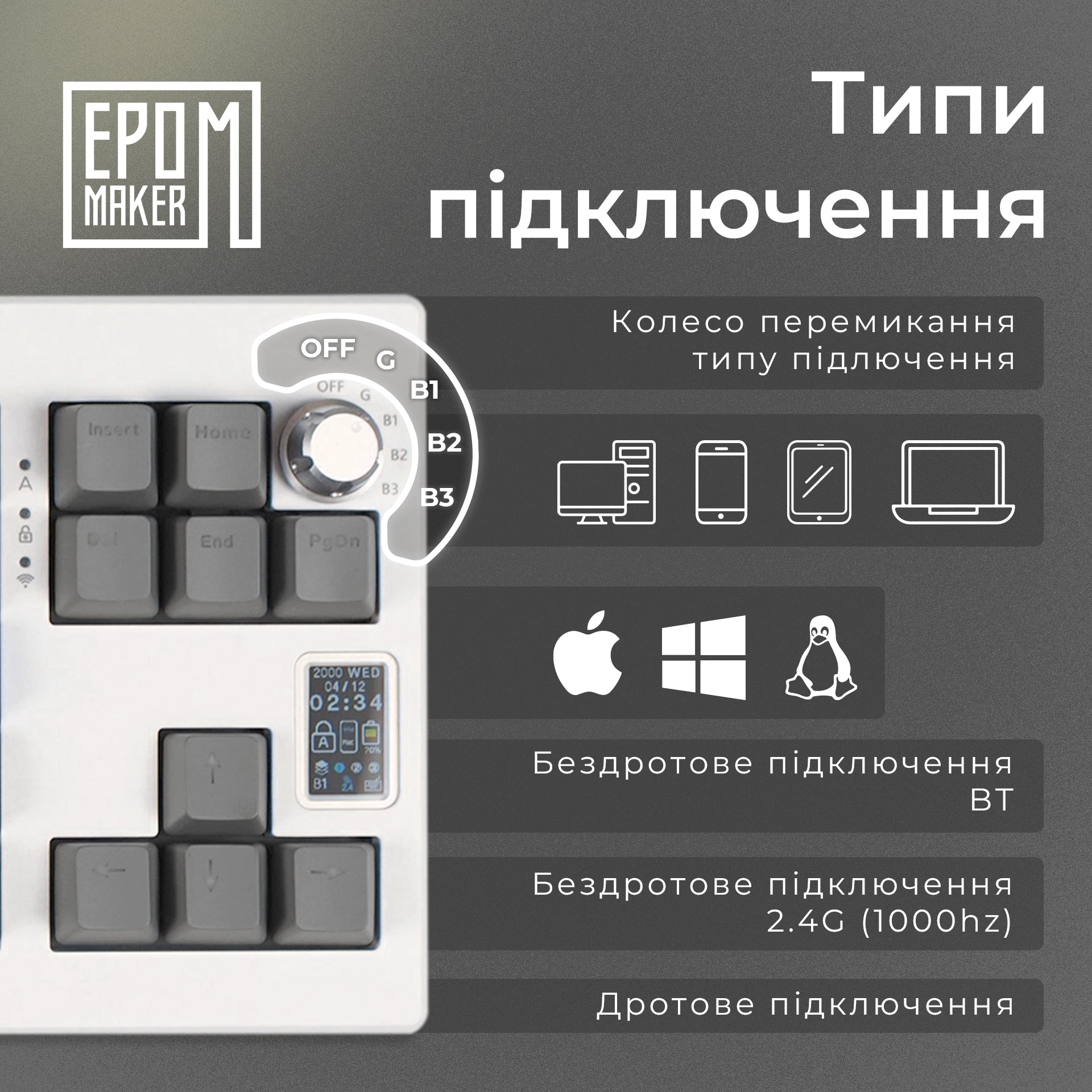 Клавіатура механічна бездротова EPOMAKER Shadow-X Mulan White (SHX-W-M)