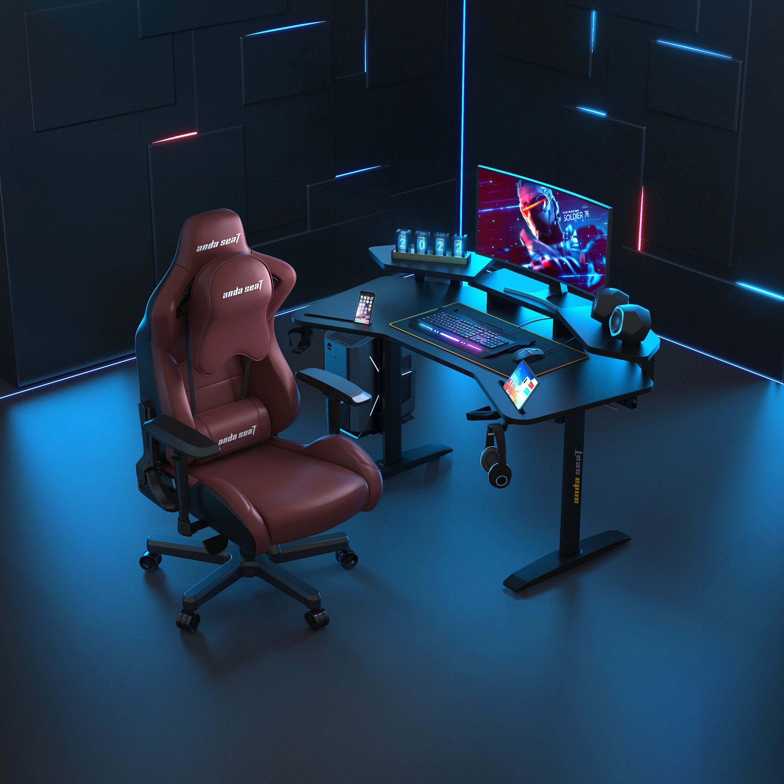 Комп’ютерний стіл з електрорегулюванням висоти Anda Seat Shadow Warrior Black