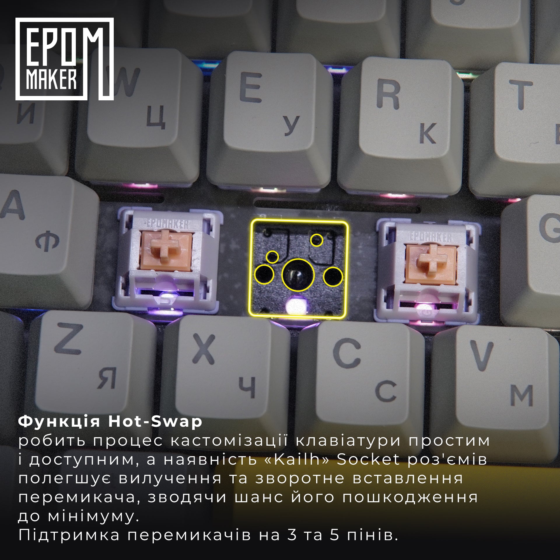 Клавиатура механическая беспроводная EPOMAKER TH80 PRO V2 Wisteria Tactile White (TH80-PROV2-W-WT)