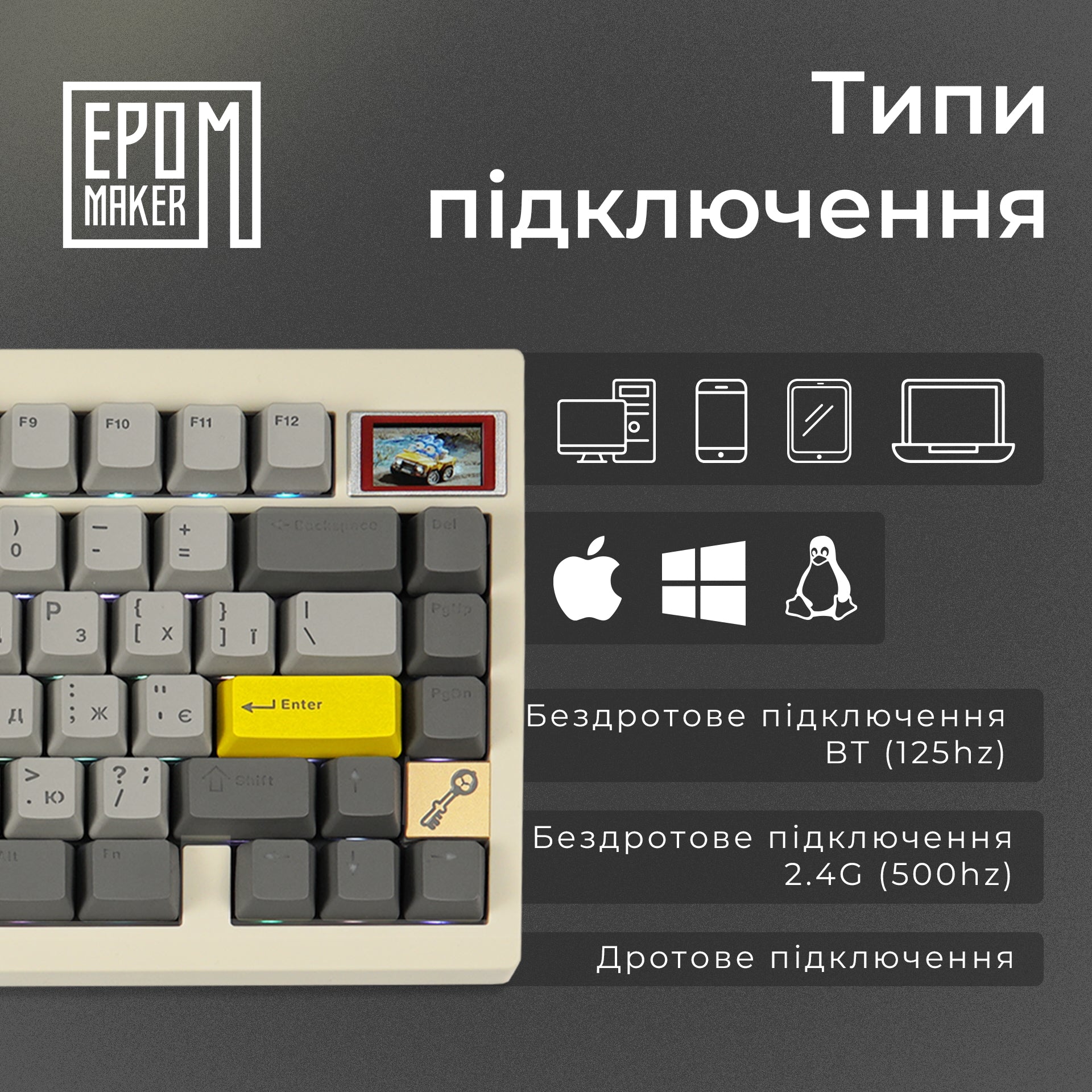 Клавиатура механическая беспроводная EPOMAKER TH80 PRO V2 Wisteria Tactile White (TH80-PROV2-W-WT)