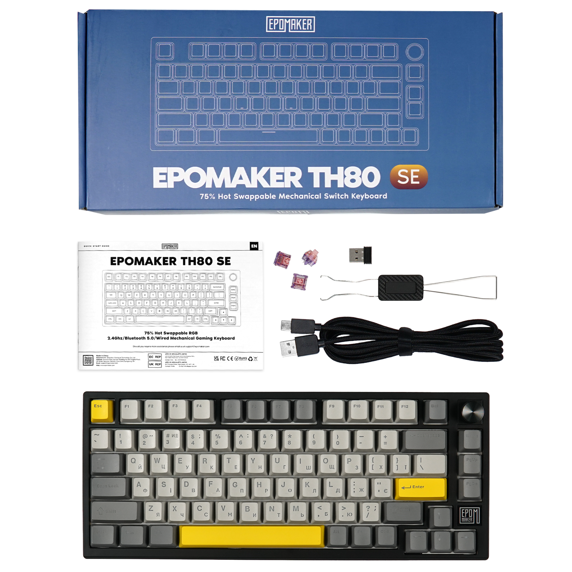 Клавиатура беспроводная механическая EPOMAKER TH80 SE Flamingo Black (TH80-SE-BF)