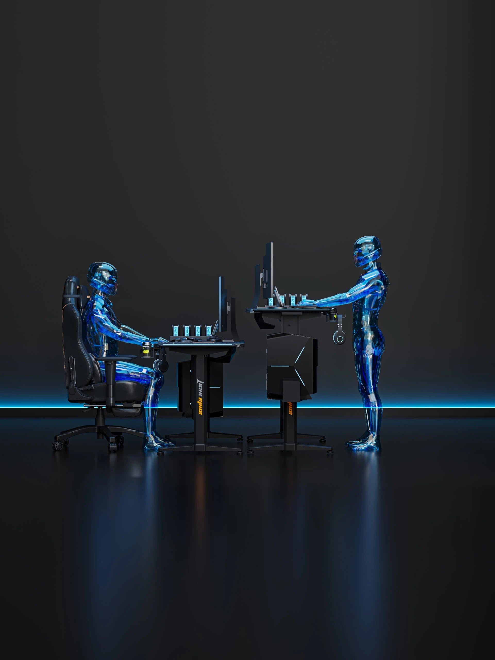 Комп’ютерний стіл з електрорегулюванням висоти Anda Seat Terminator RGB Black
