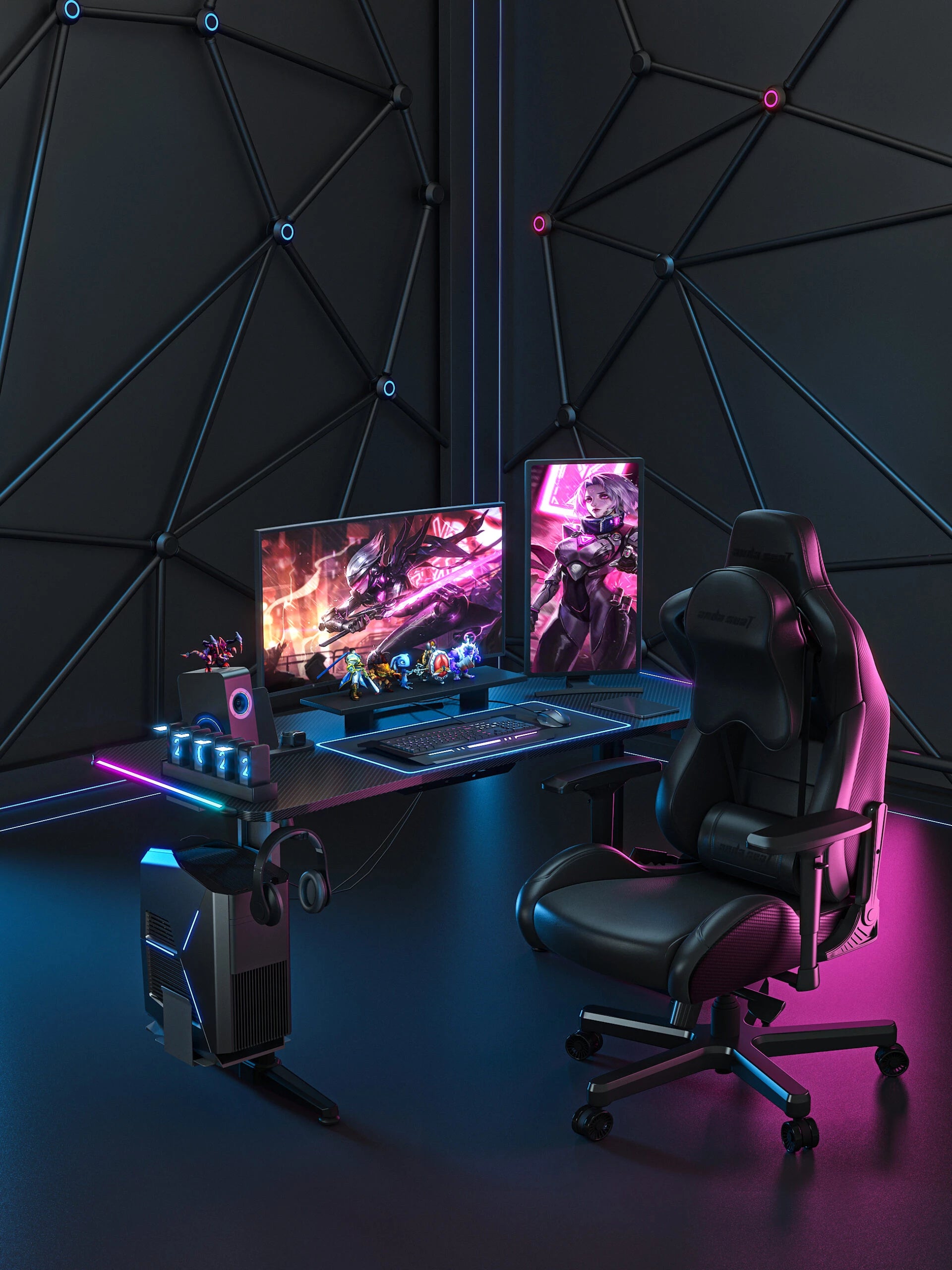 Комп’ютерний стіл з електрорегулюванням висоти Anda Seat Terminator RGB Black