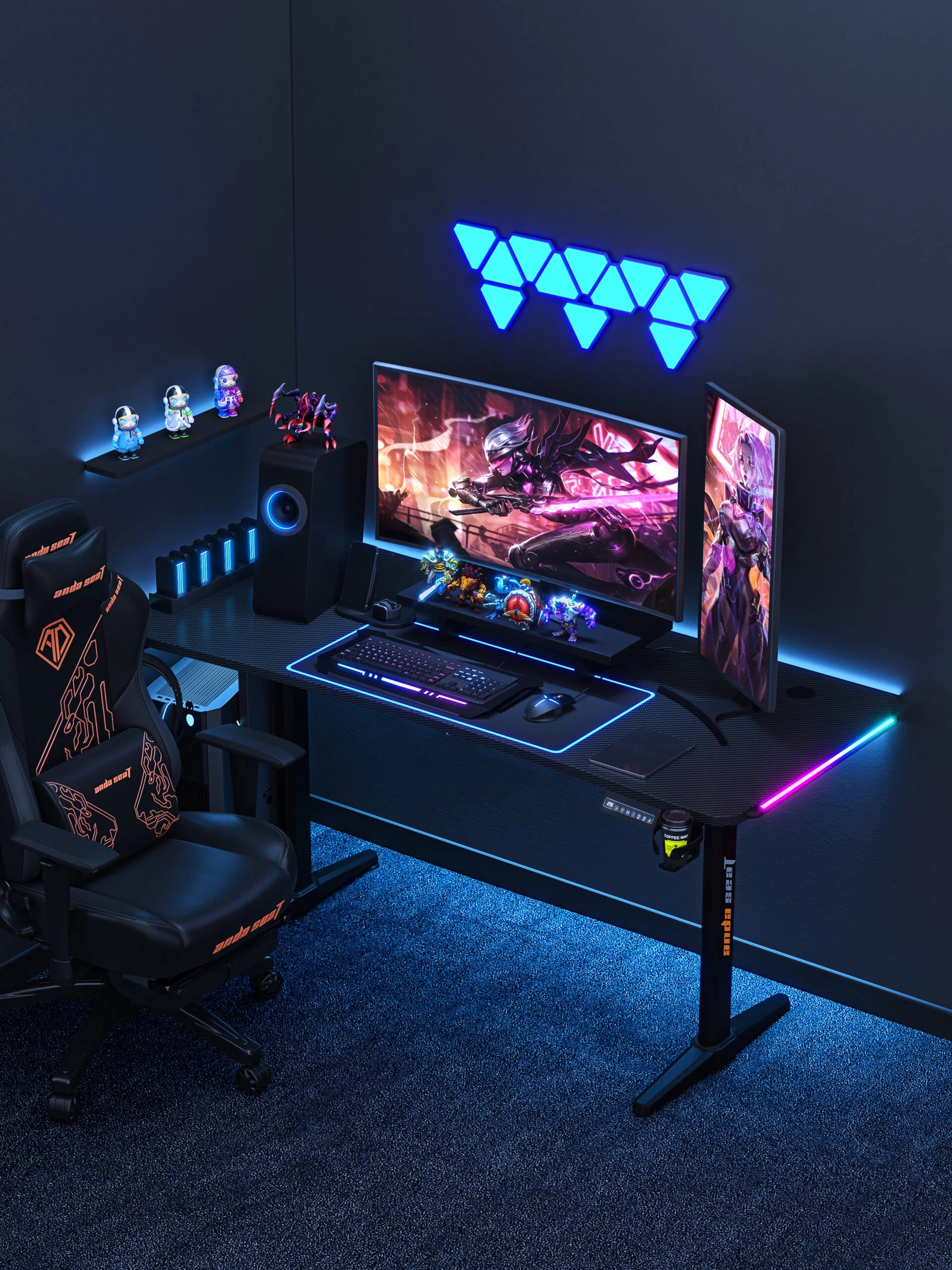 Комп’ютерний стіл з електрорегулюванням висоти Anda Seat Terminator RGB Black