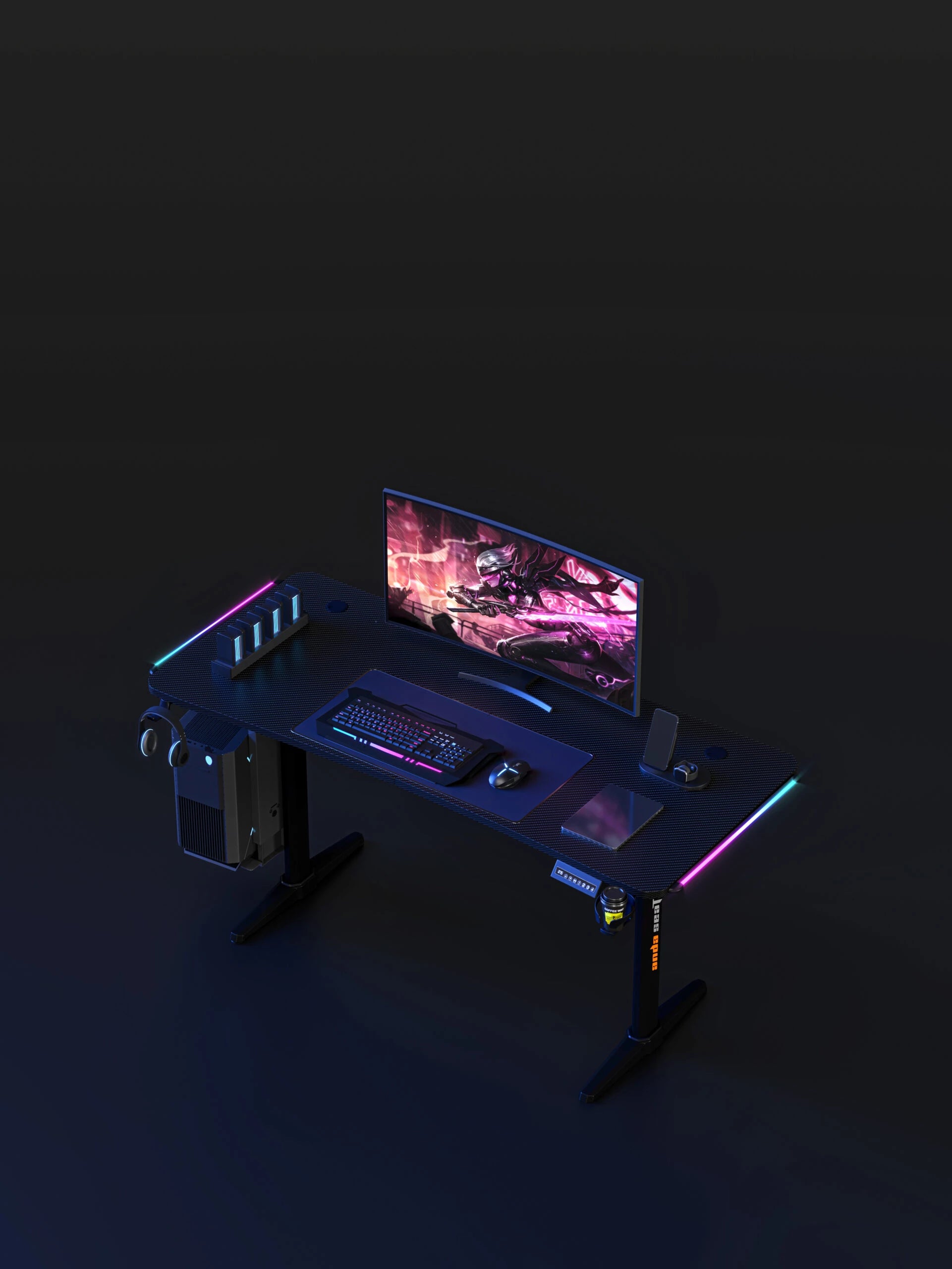 Комп’ютерний стіл з електрорегулюванням висоти Anda Seat Terminator RGB Black