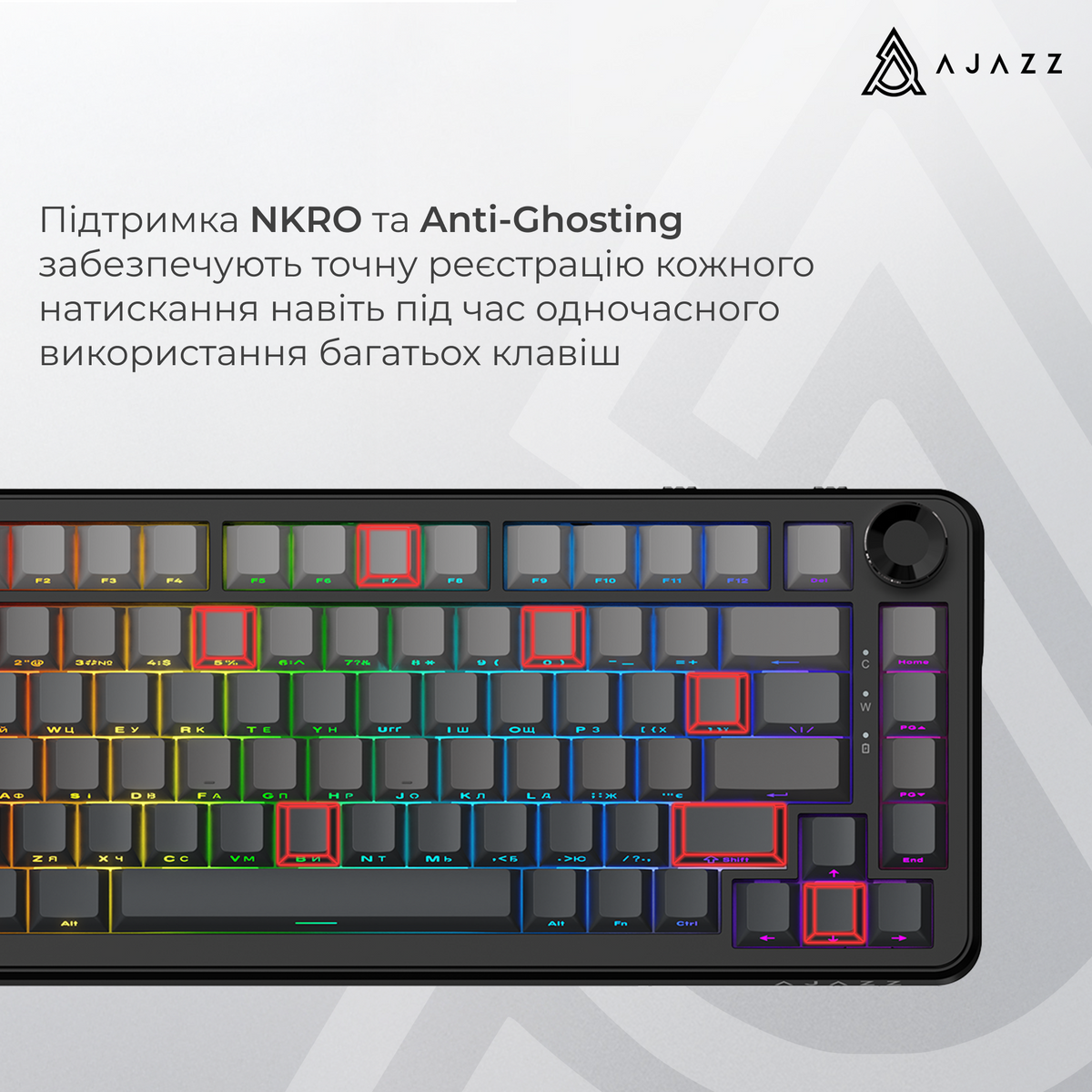 Бездротова механічна клавіатура Ajazz AK820 MAX PLUS White Birch Switch — фото 15