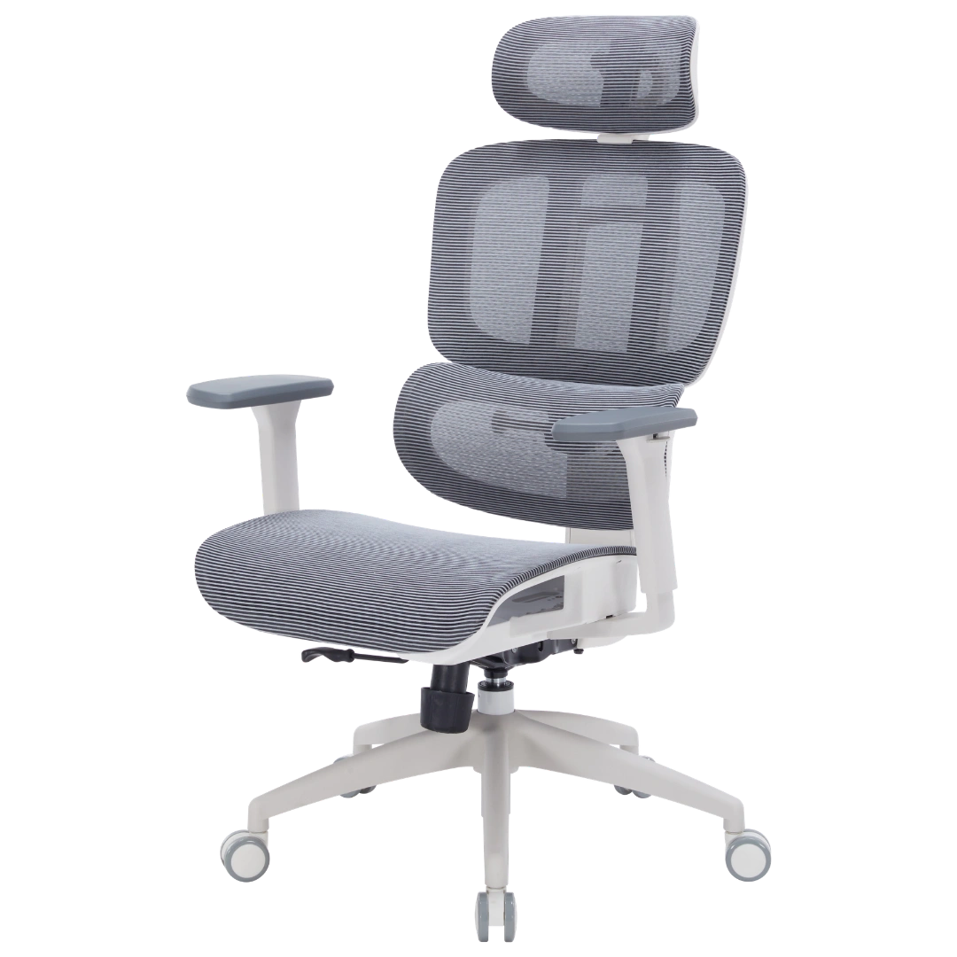 Офісне крісло OfficePro Skyline OC680 біло-сіре, сітчаста спинка