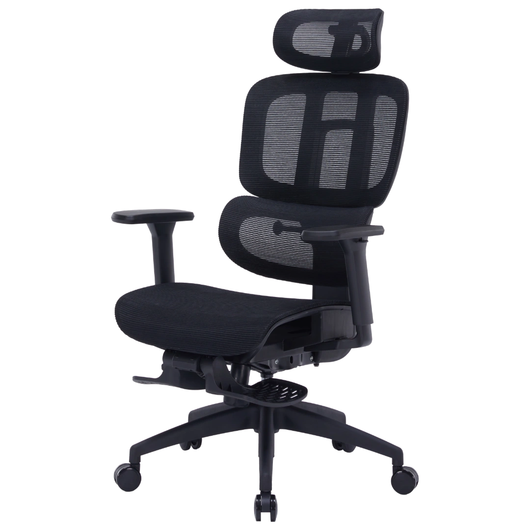 Офісне крісло OfficePro Skyline OC750 чорне з підставкою для ніг, сітка