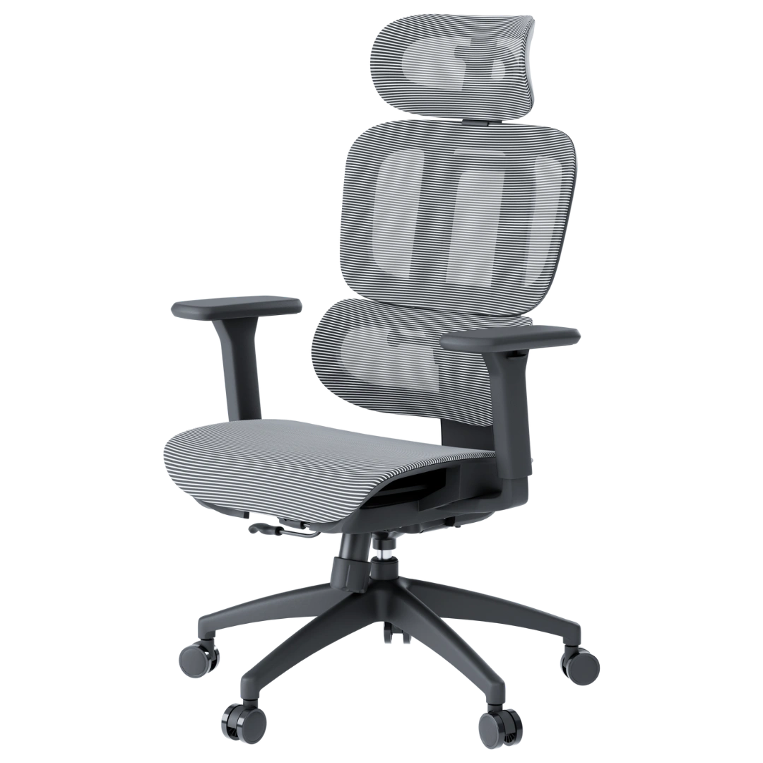 Ергономічне офісне крісло OfficePro Skyline OC680 чорно-сіре з сіткою