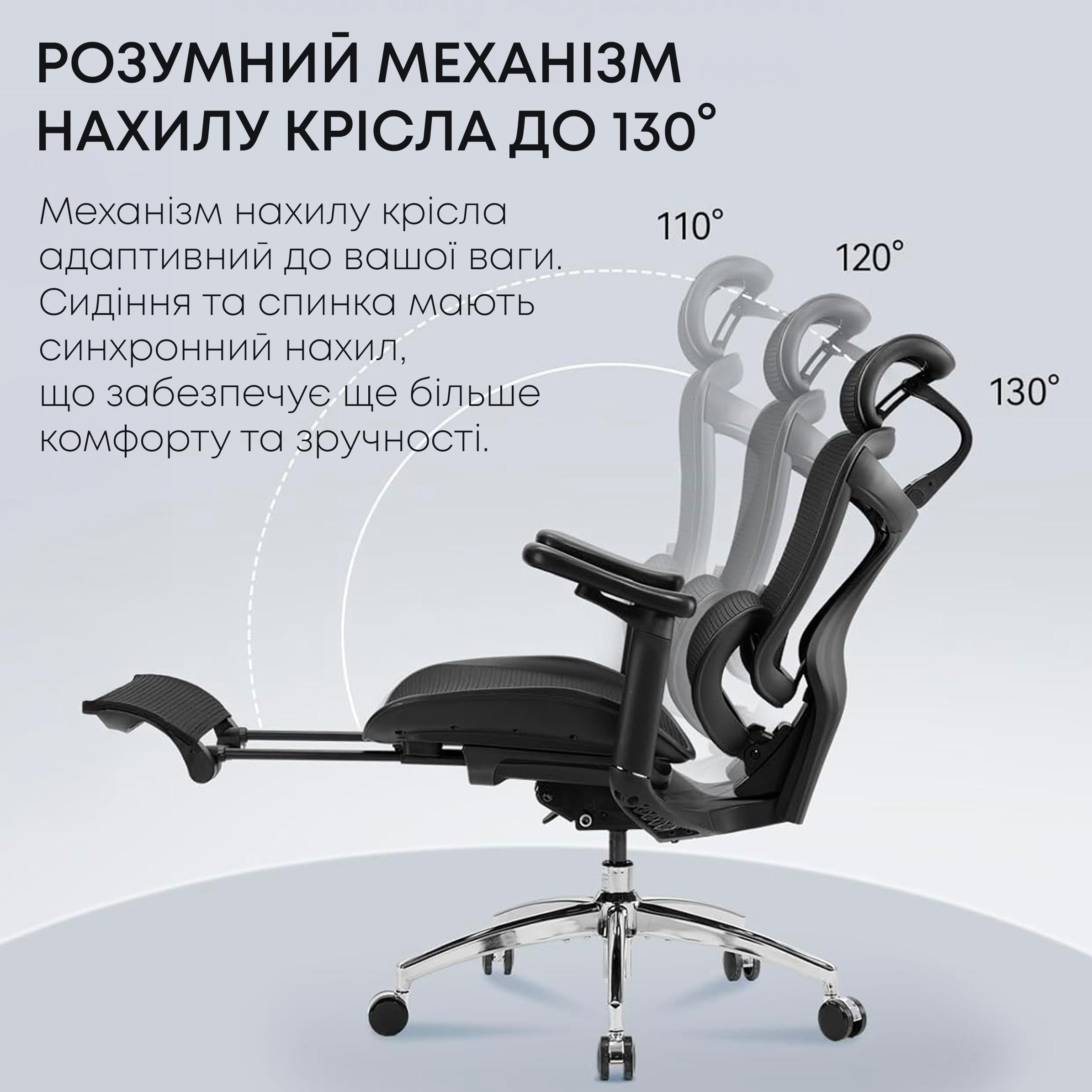 Кресло офисное с подставкой для ног Sihoo DORO C300L Mesh Black with footrest