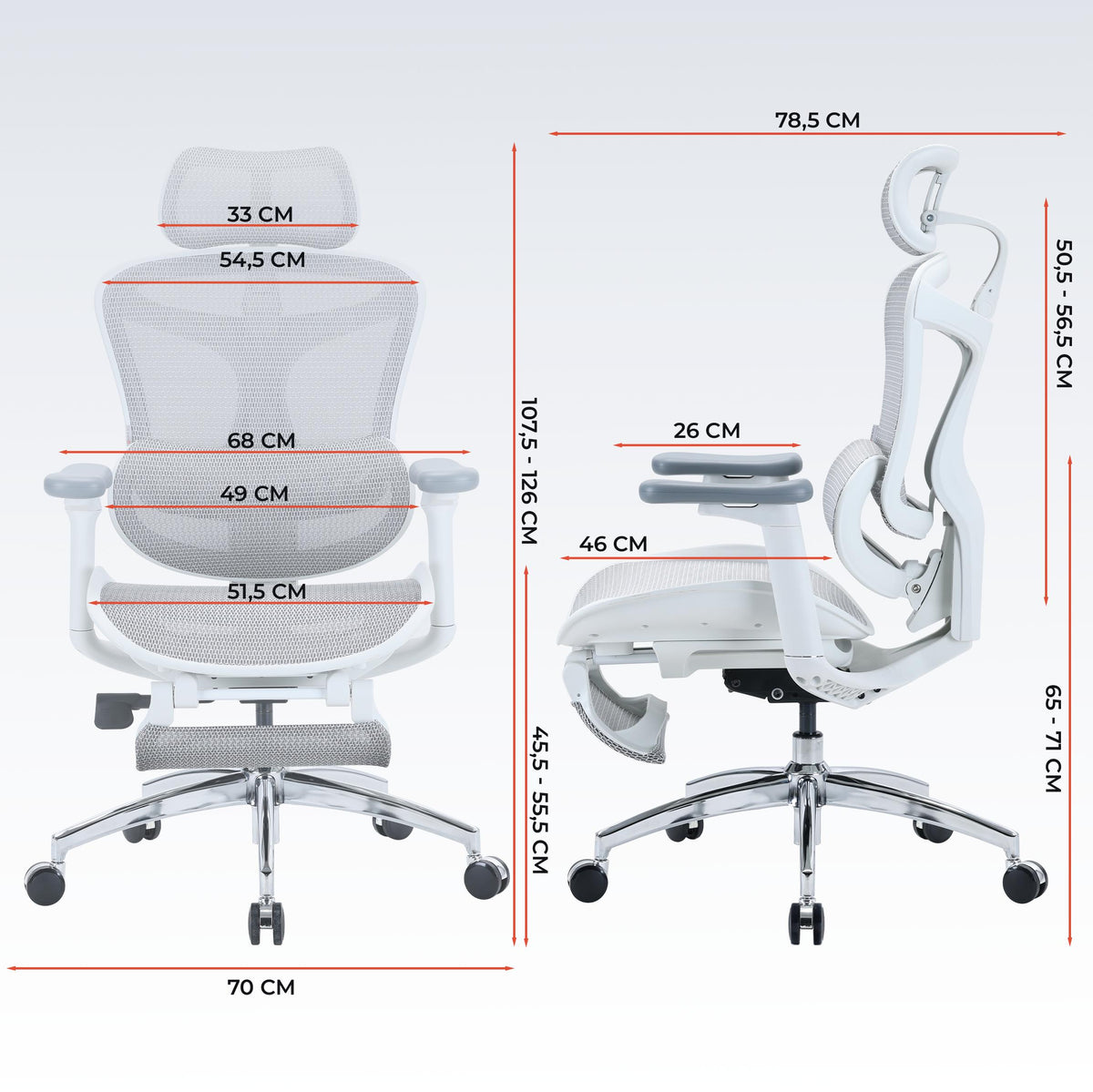 Кресло офисное с подставкой для ног Sihoo DORO C300L Mesh White with footrest