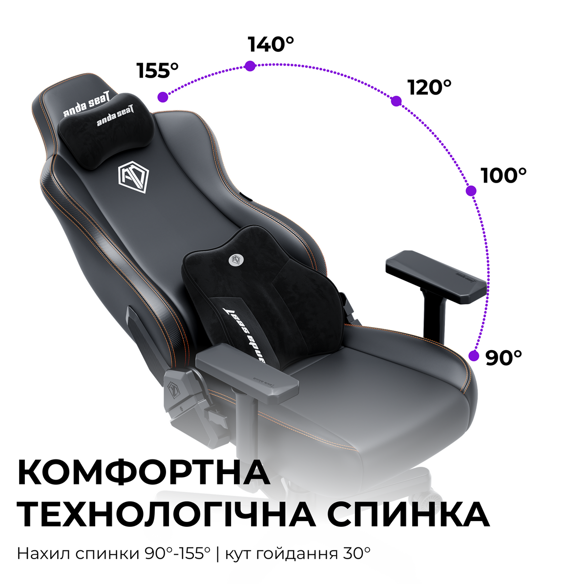 Крісло ігрове Anda Seat Novis Plus Black PVC Size XL